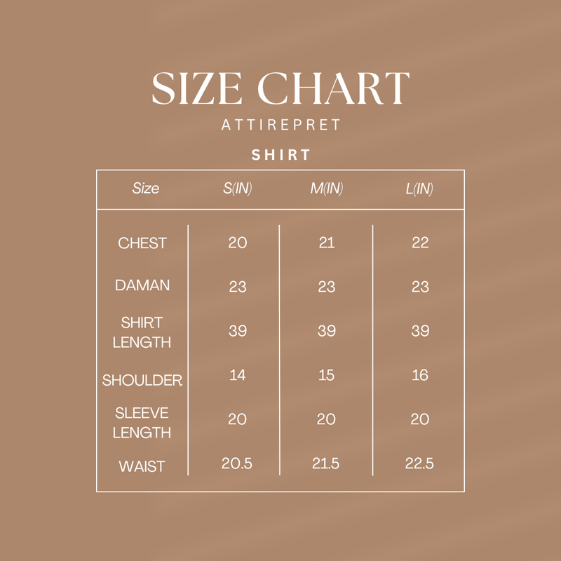 Shirts size chart