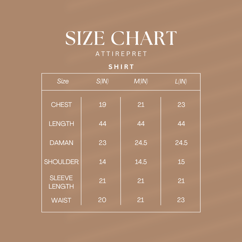 Shirts size chart
