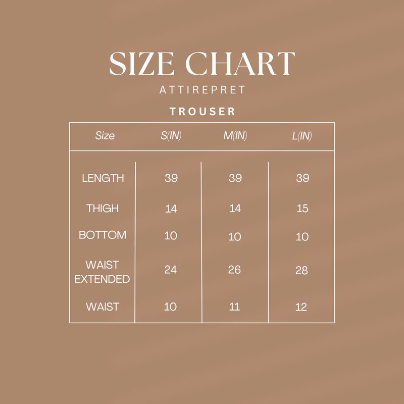 Trousers size chart