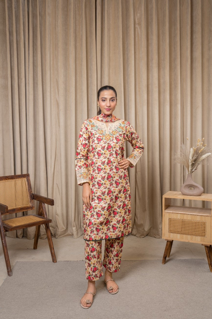 Floral Bliss 3-Piece Cambric Suit