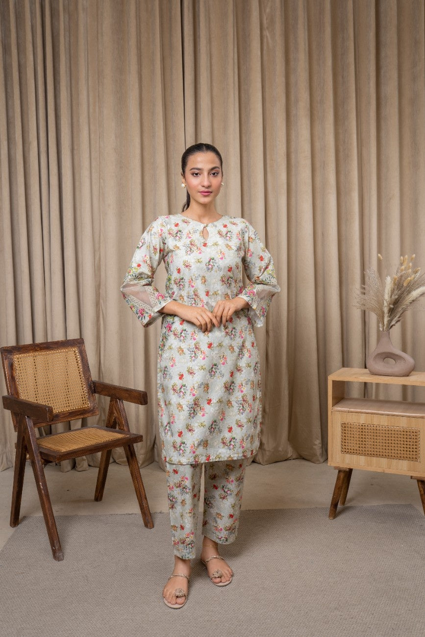 Graceful Bloom Cambric 2-Piece Suit