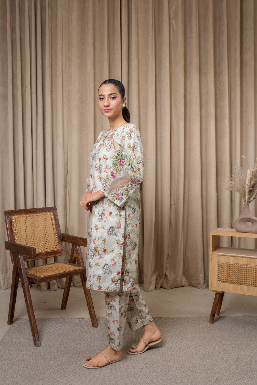 Graceful Bloom Cambric 2-Piece Suit