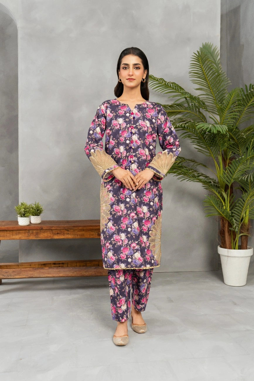 Egg Plant Color 2 Piece Printed - Attirepret