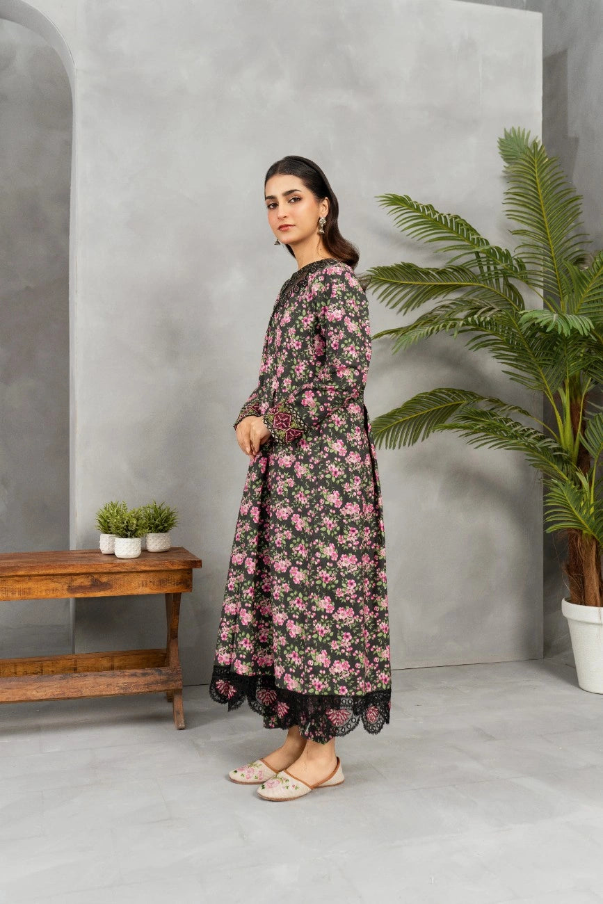 Black Floral Printed Maxi | Attirepret