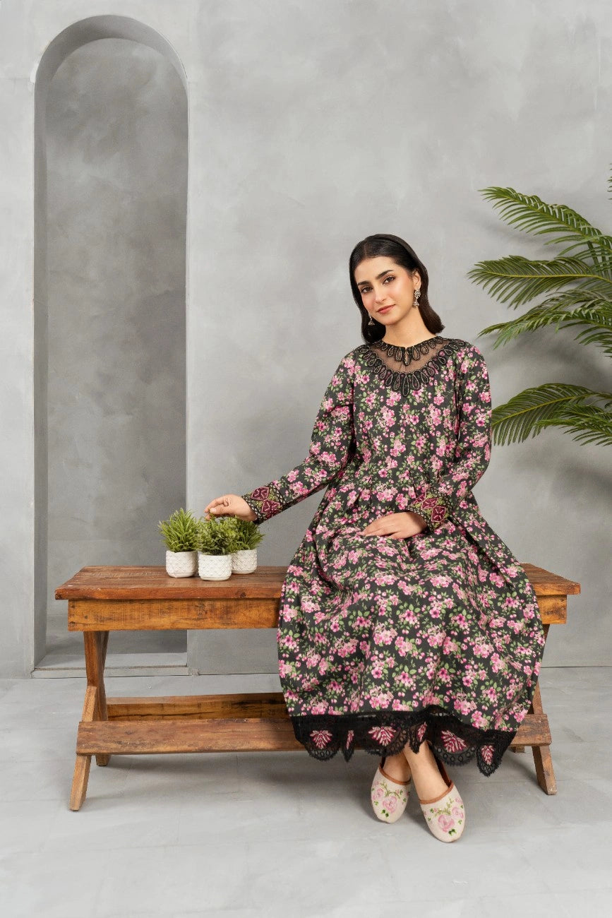 Black Floral Printed Maxi | Attirepret