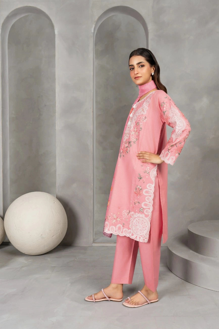 Blush Bloom – Pink Embroidered 3-Piece Suit | Attirepret