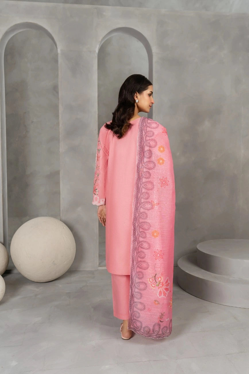 Blush Bloom – Pink Embroidered 3-Piece Suit | Attirepret