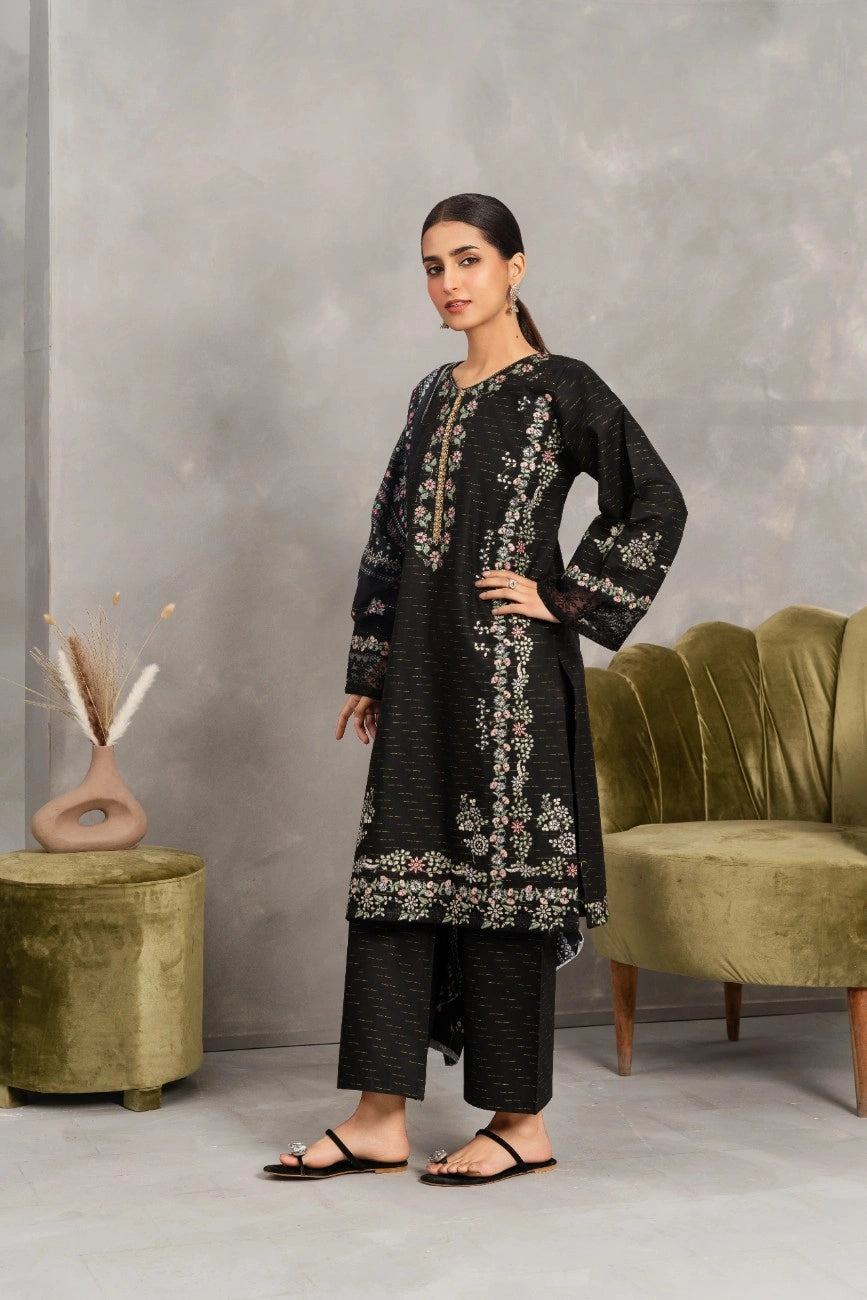 Embroidered Black Kurta Set - Attirepret