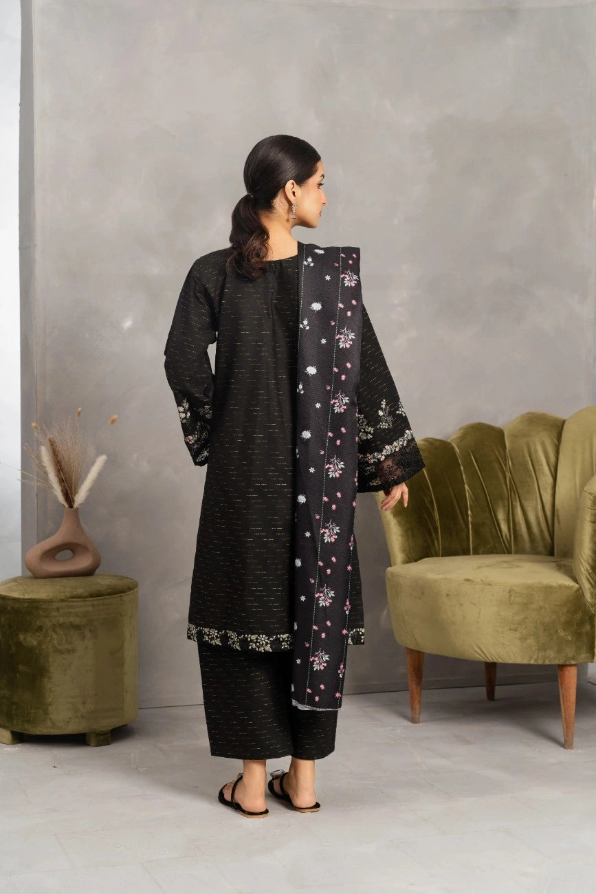 Embroidered Black Kurta Set - Attirepret