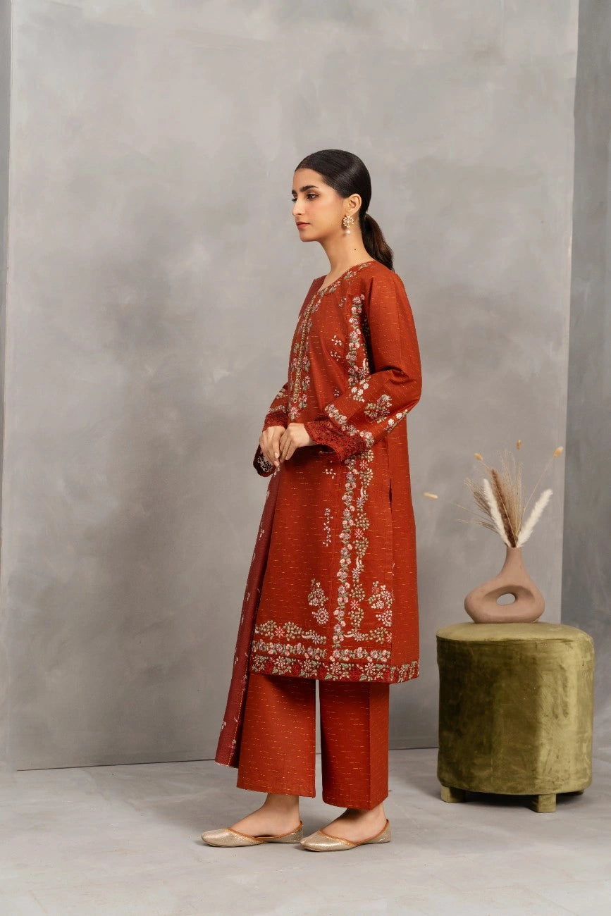Attirepret Elegant Brown Khaddar 3-Piece Suit