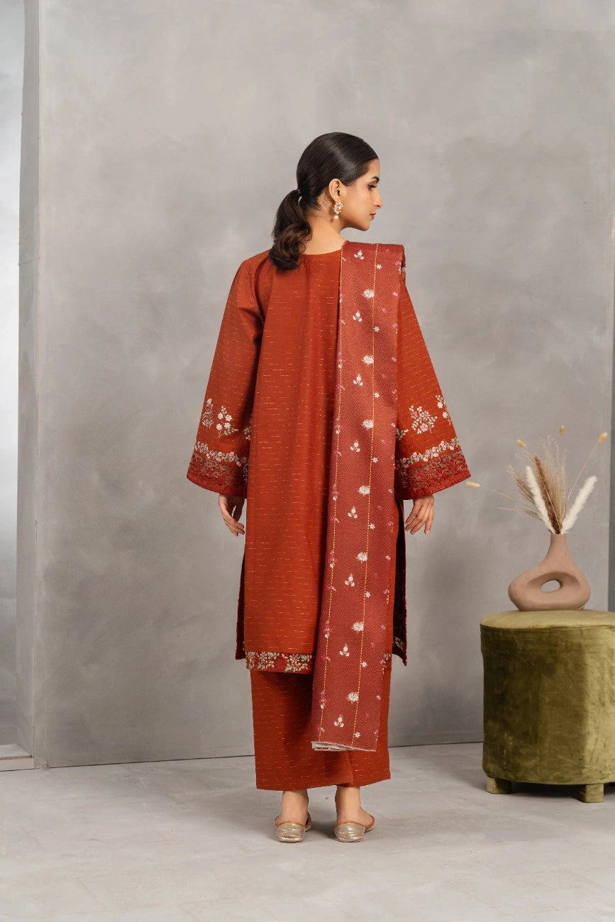 Attirepret Elegant Brown Khaddar 3-Piece Suit