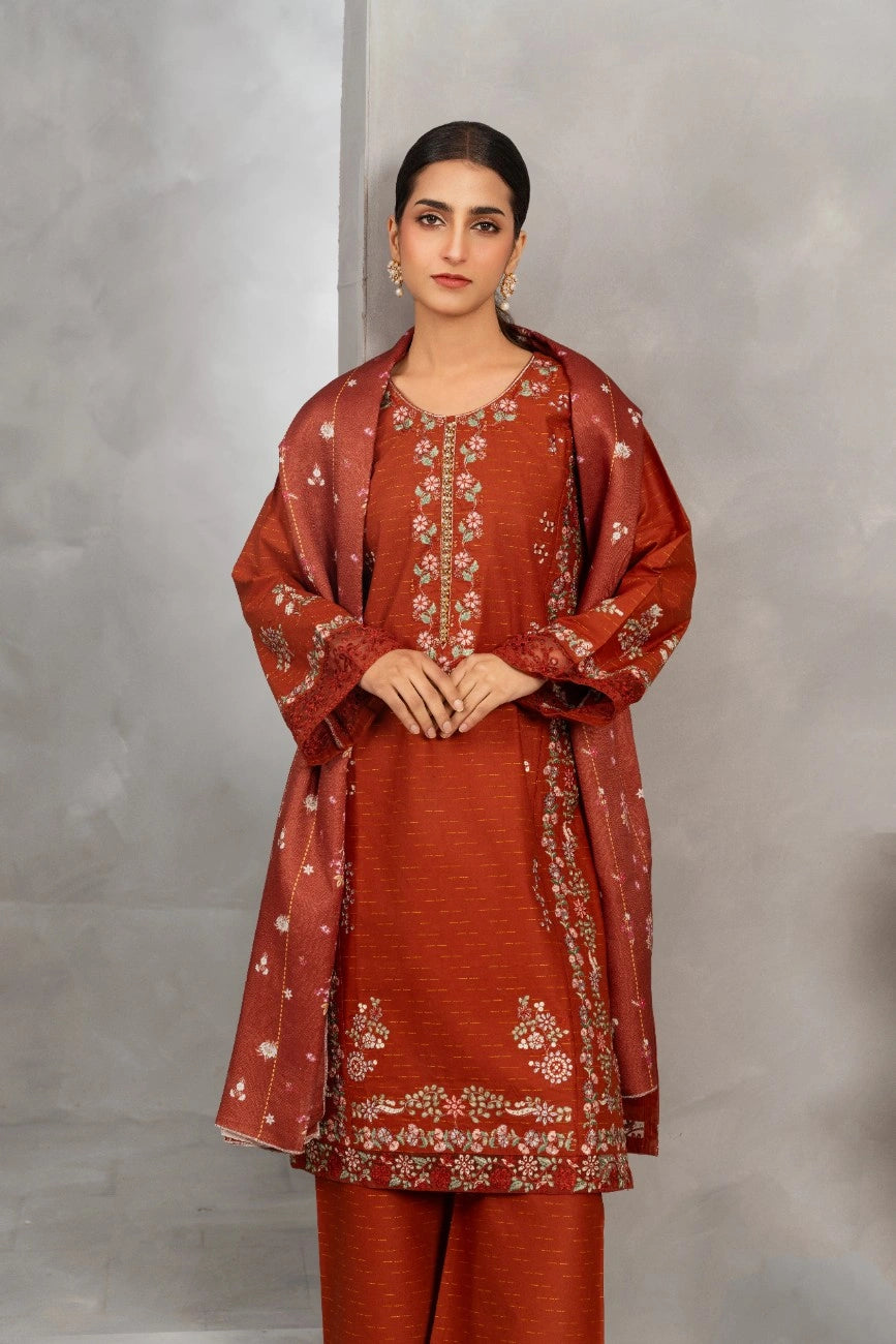 Attirepret Elegant Brown Khaddar 3-Piece Suit