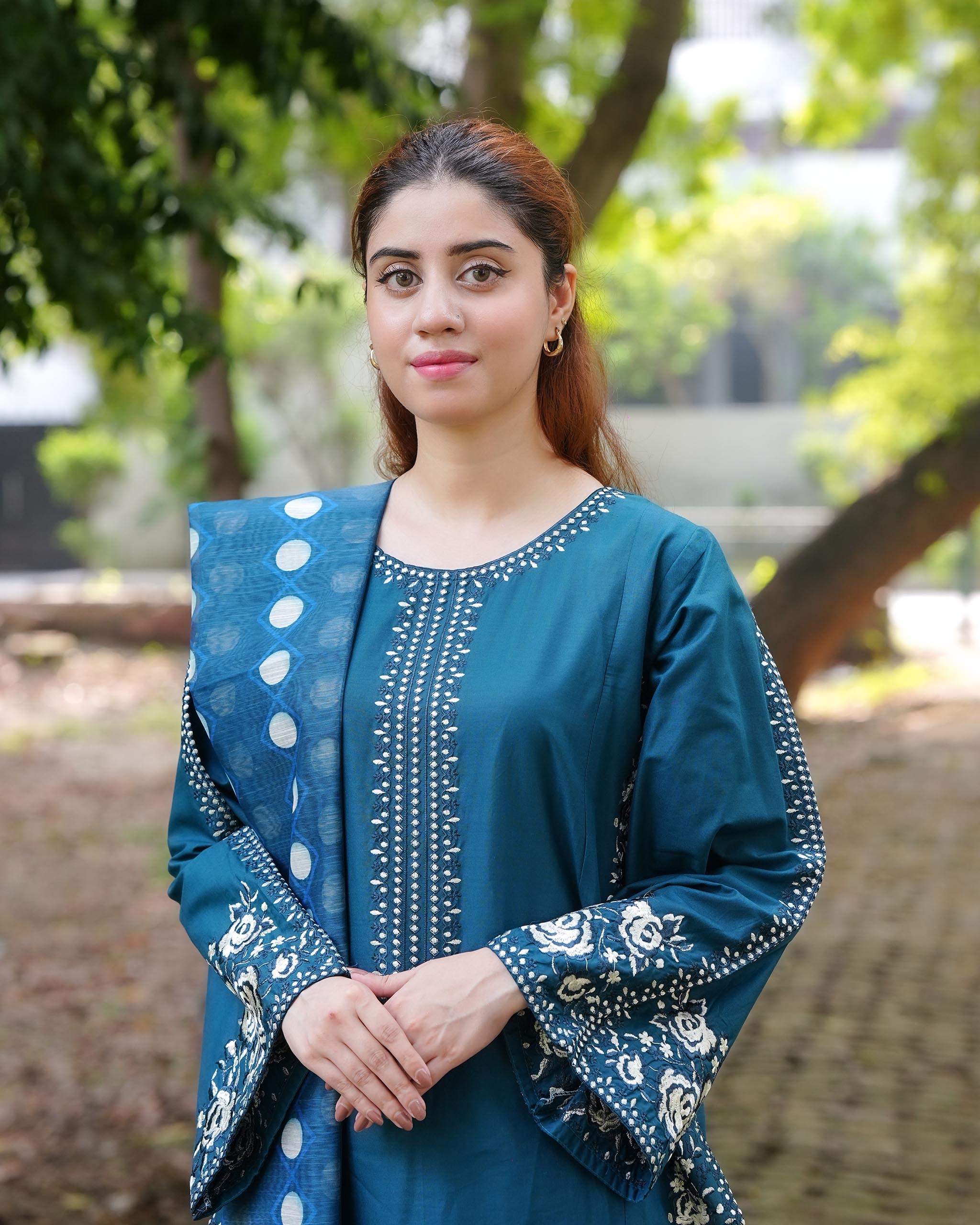 Sapphire Blue 3 Piece Cotton Suit by Attirepret