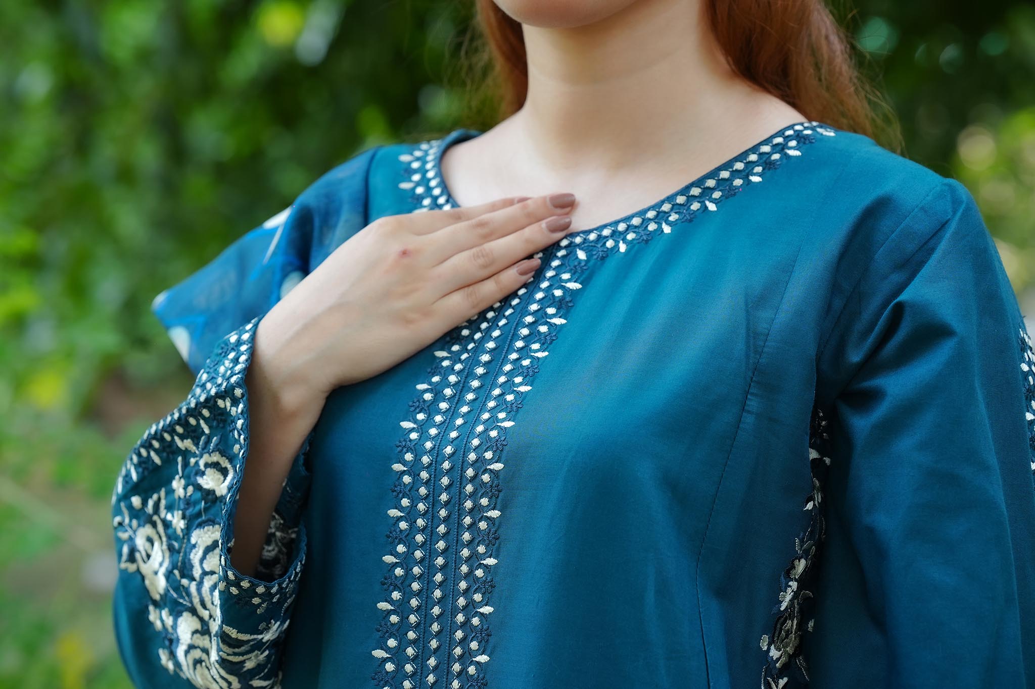 Sapphire Blue 3 Piece Cotton Suit by Attirepret