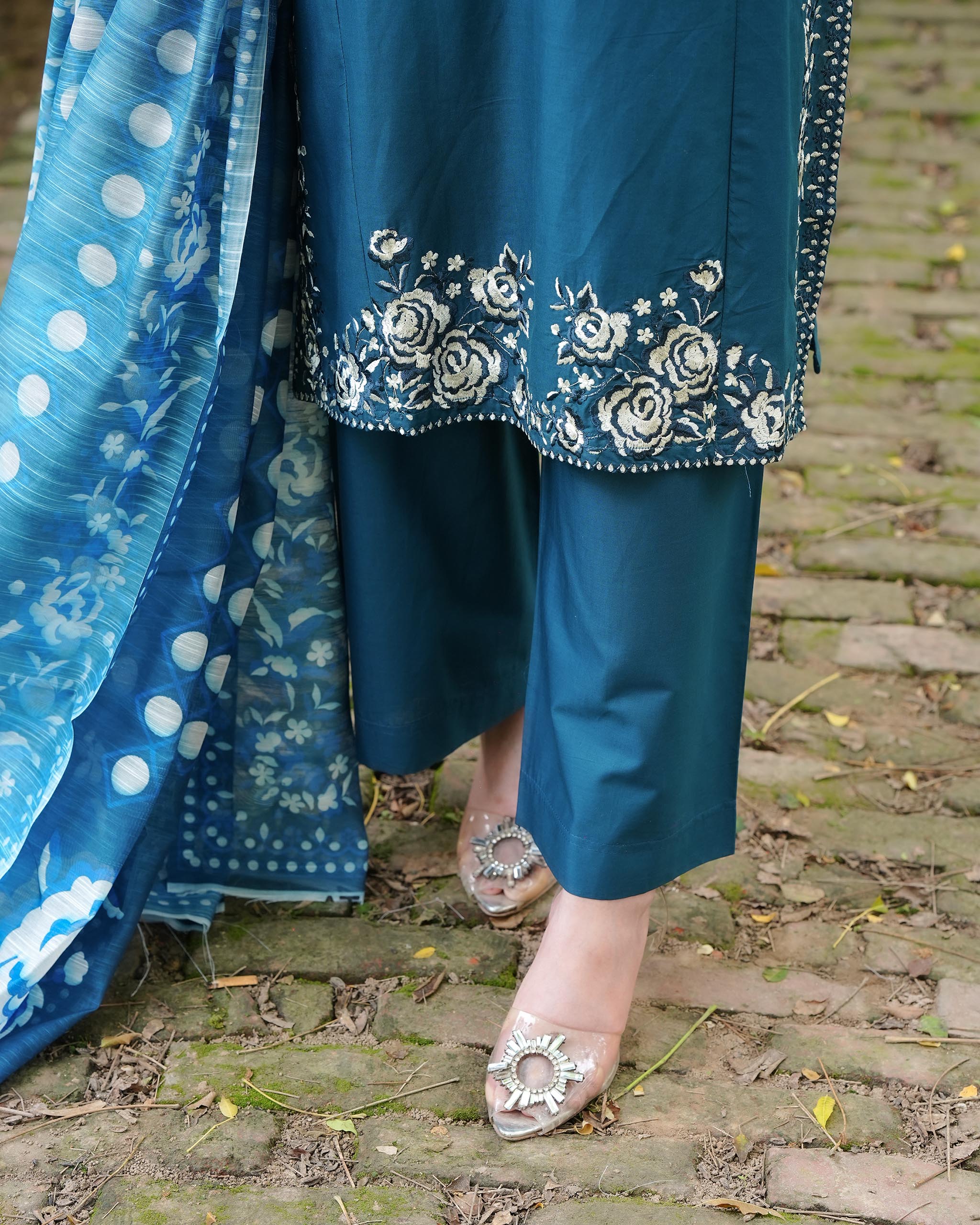 Sapphire Blue 3 Piece Cotton Suit by Attirepret