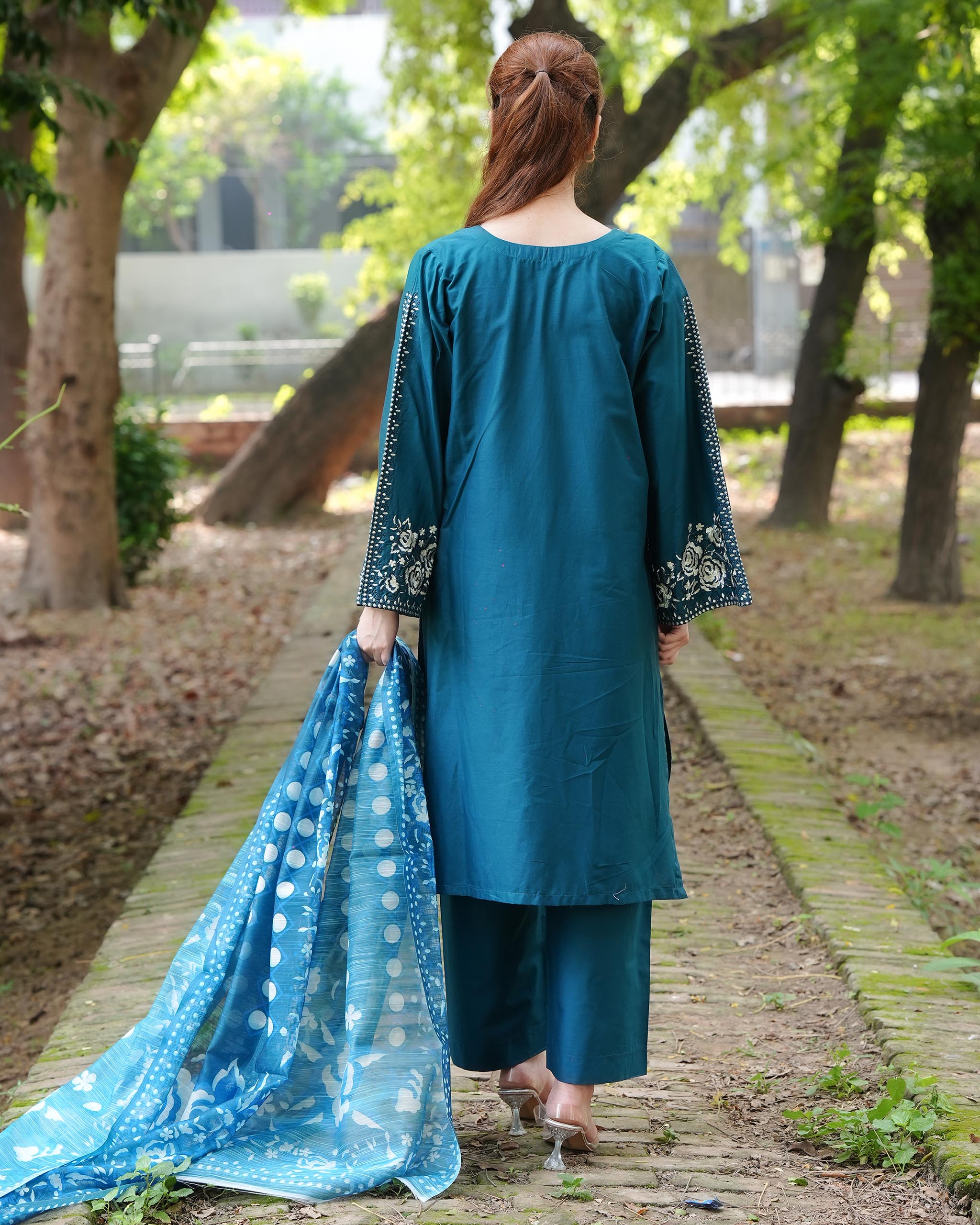 Sapphire Blue 3 Piece Cotton Suit by Attirepret