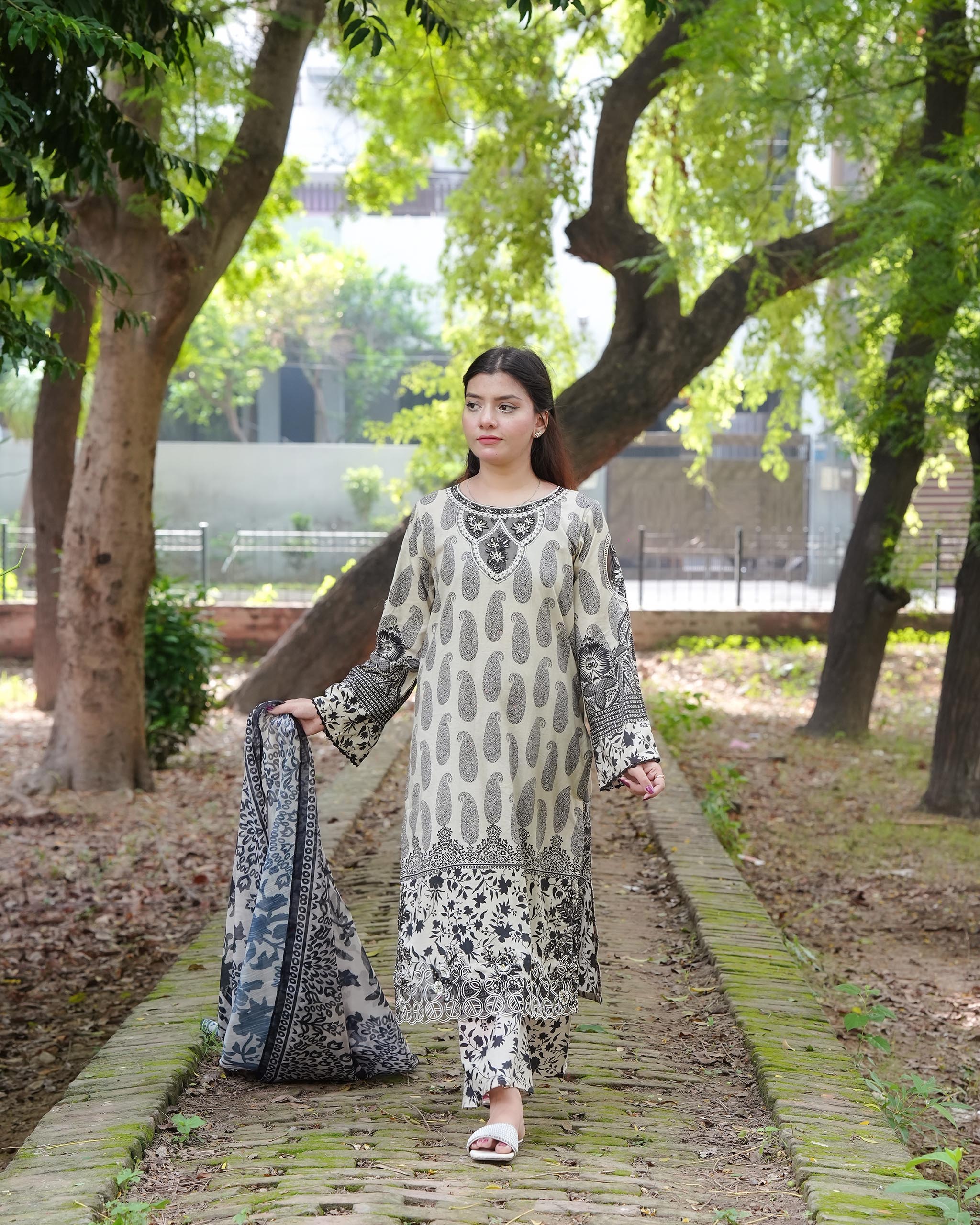 Veloria by Attirepret – Printed Cotton 3 Piece Suit