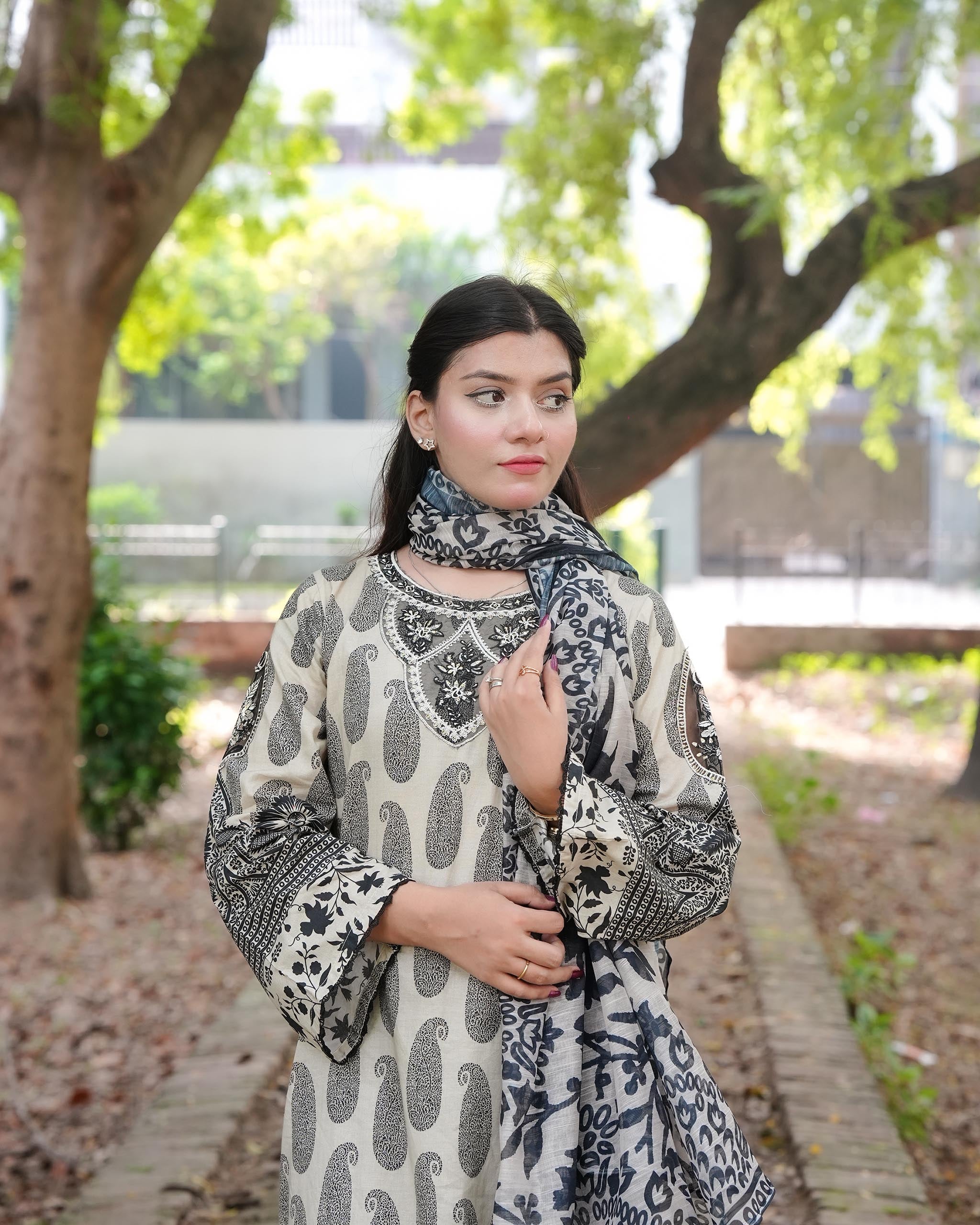 Veloria by Attirepret – Printed Cotton 3 Piece Suit