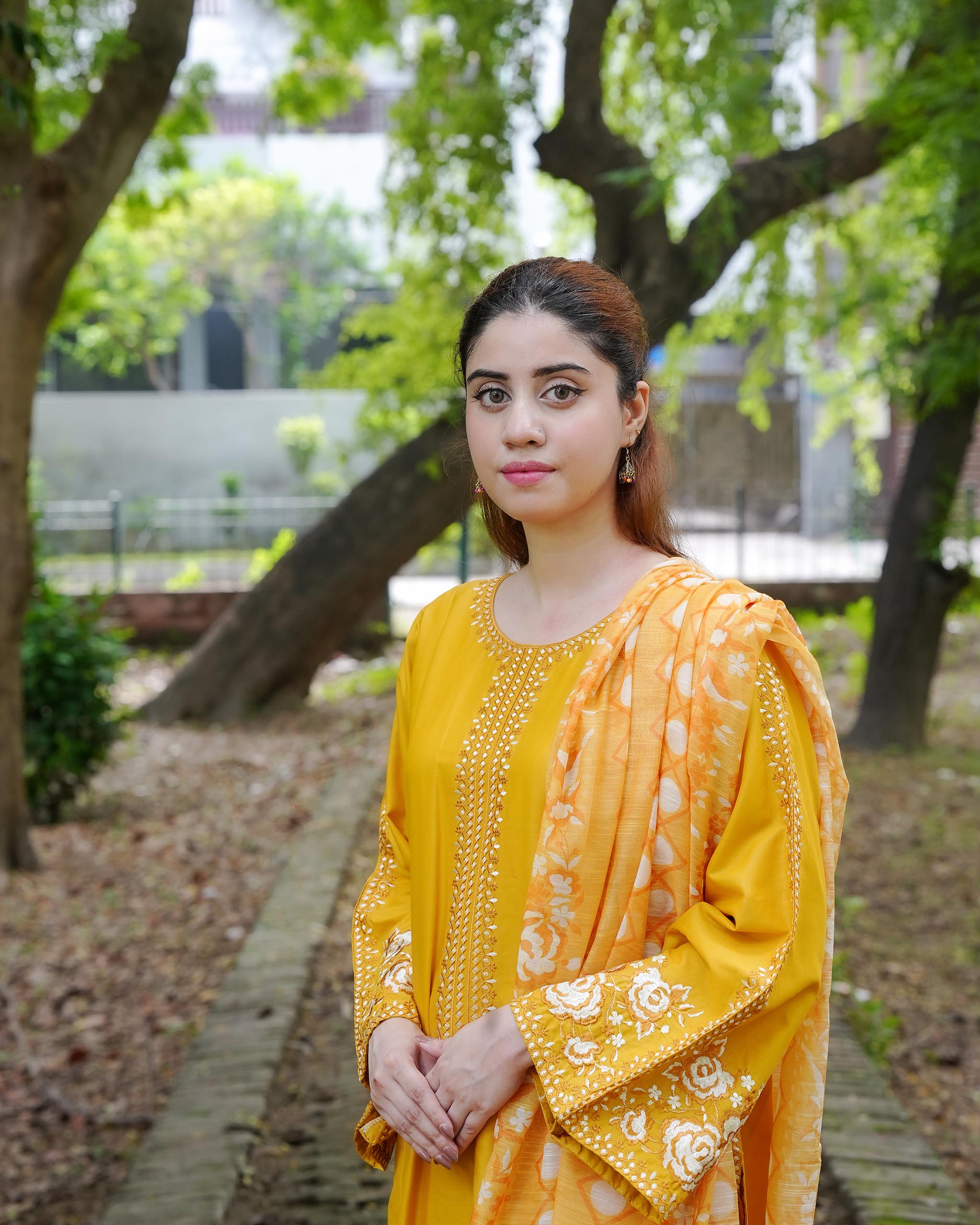 AttirePret Mustard Yellow 3-Piece Cotton Suit