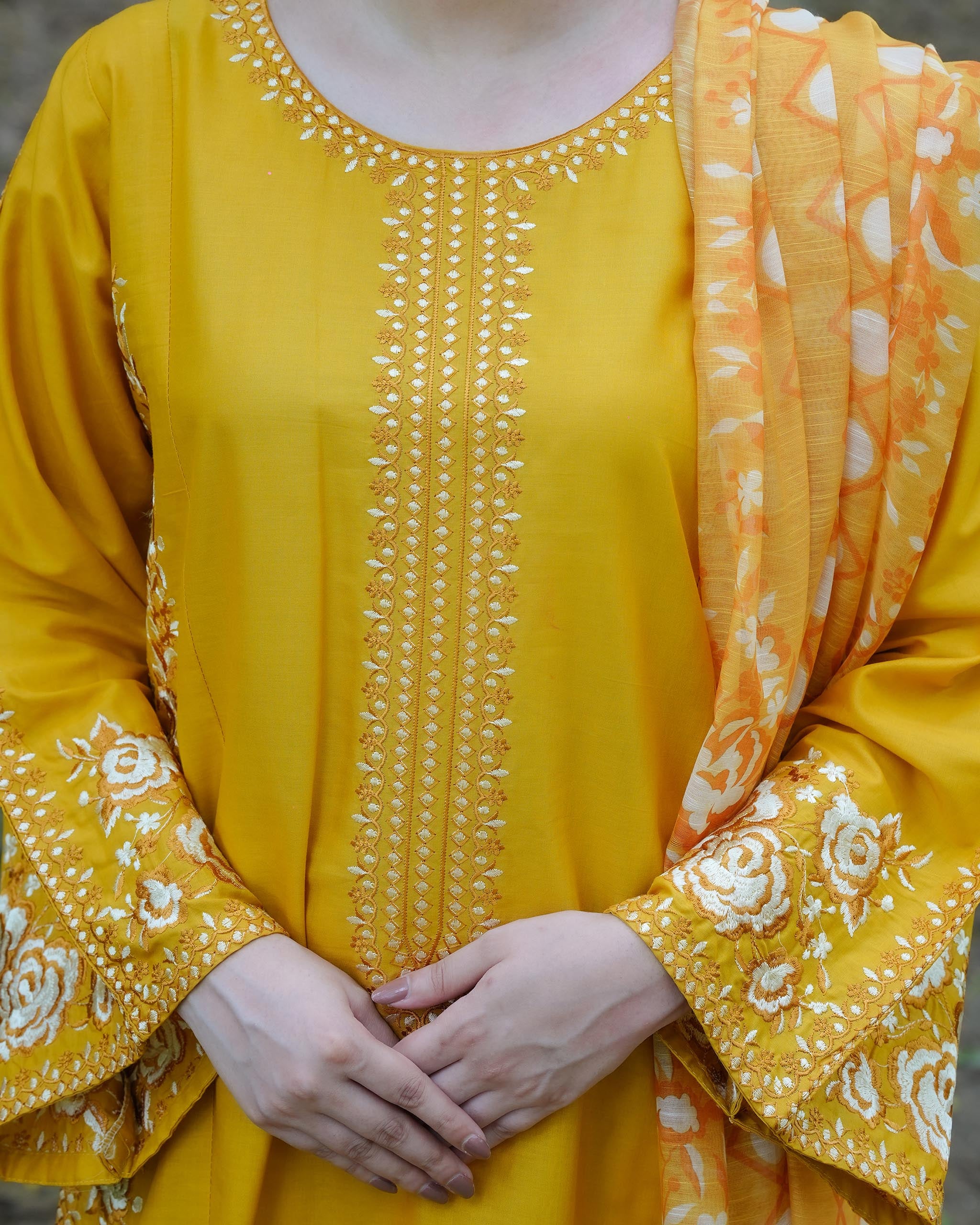 AttirePret Mustard Yellow 3-Piece Cotton Suit