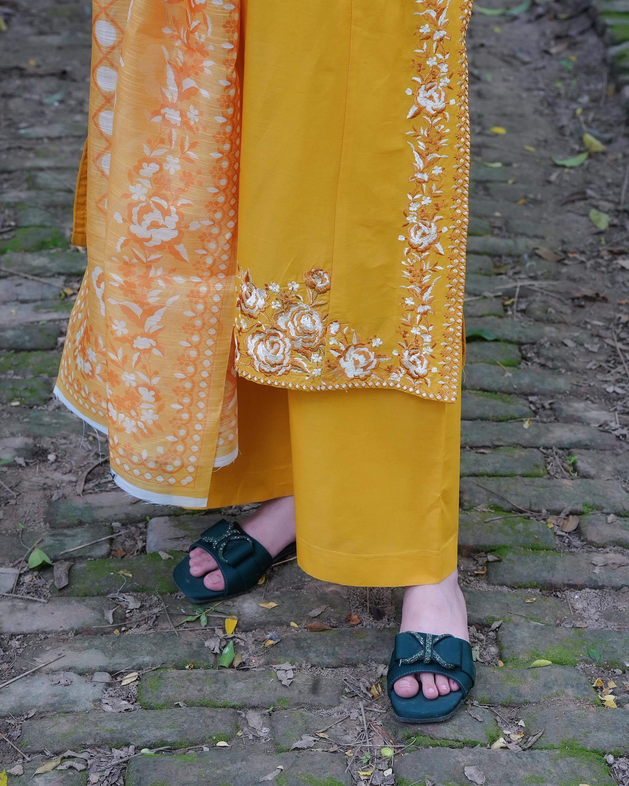 AttirePret Mustard Yellow 3-Piece Cotton Suit