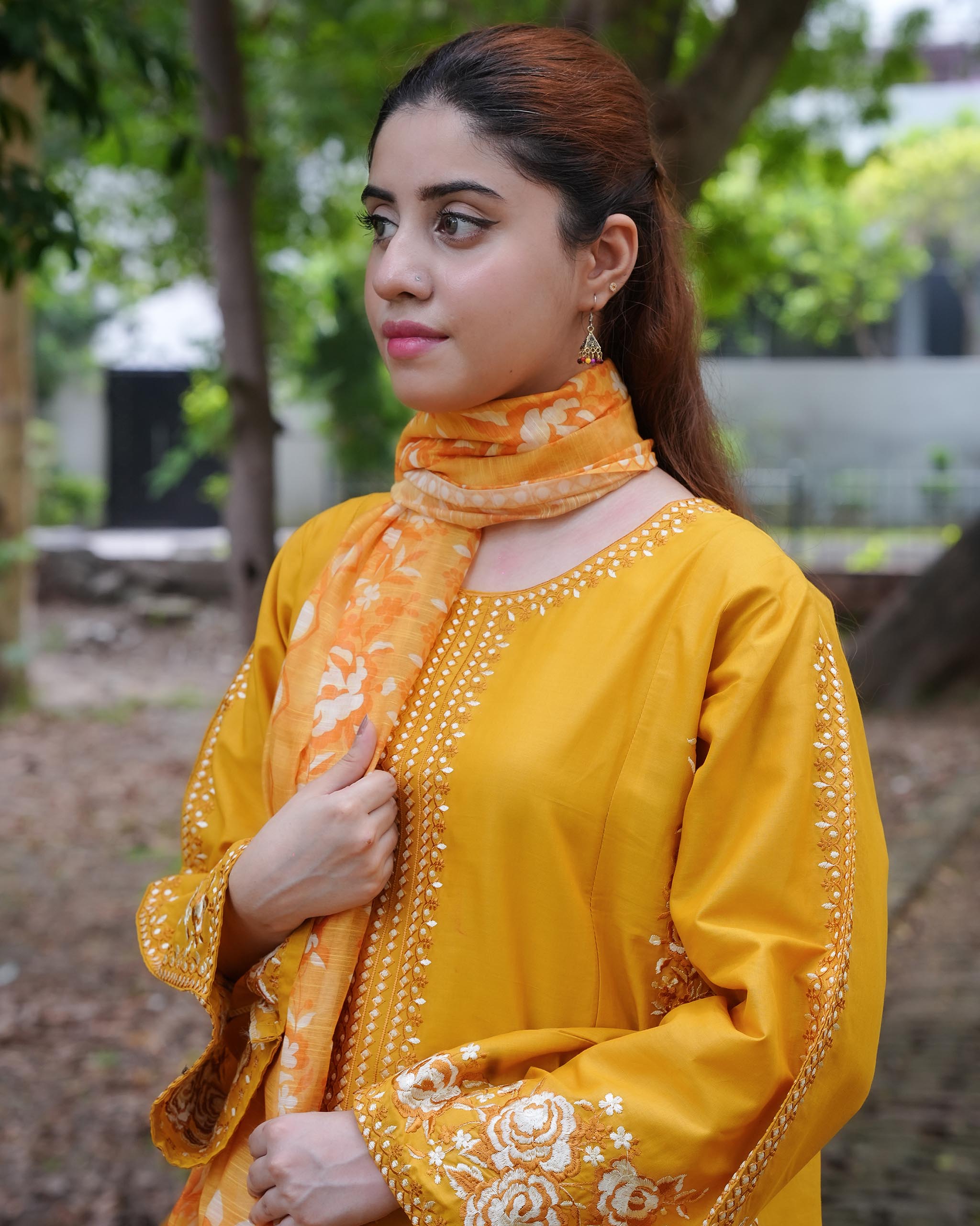 AttirePret Mustard Yellow 3-Piece Cotton Suit