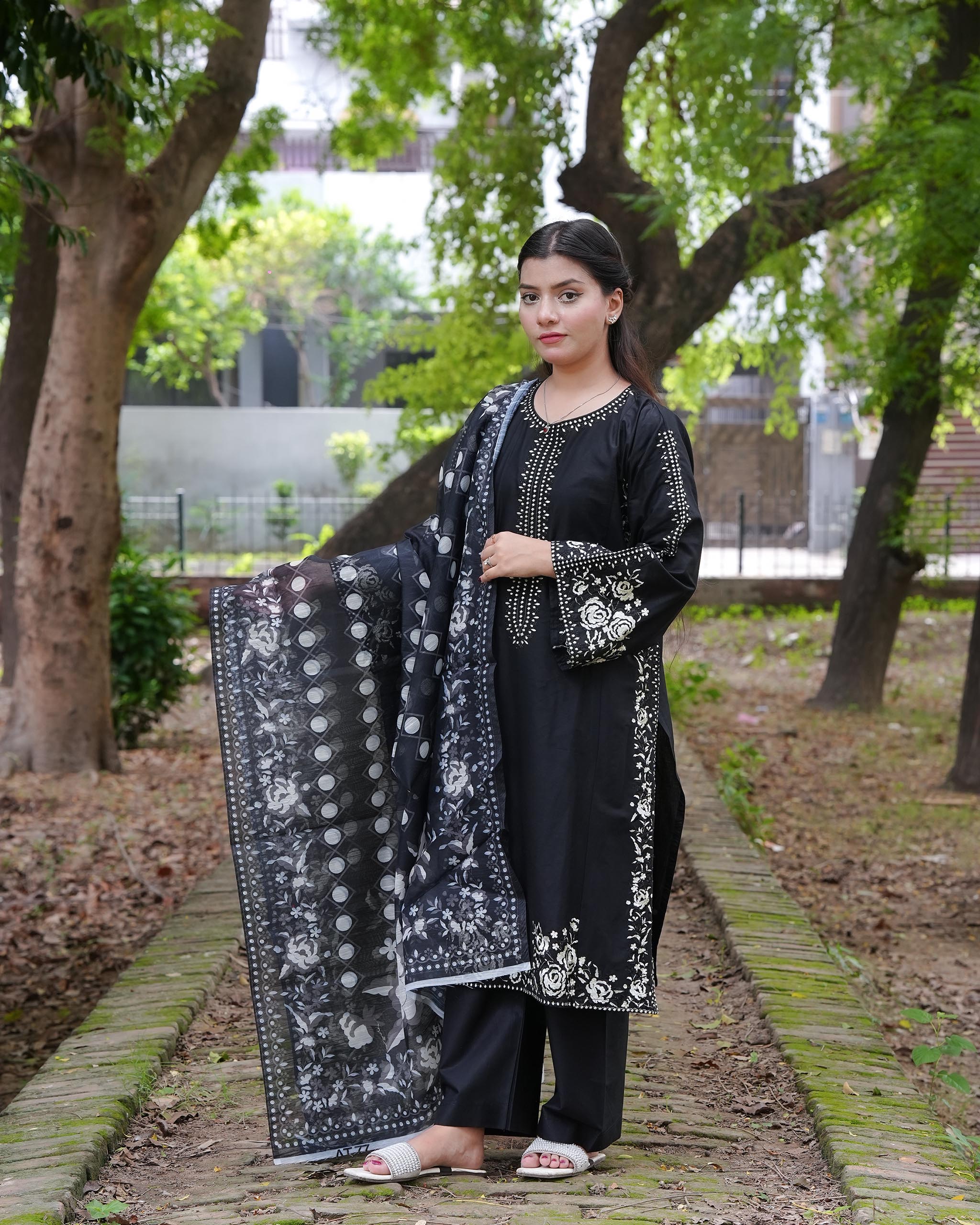 AttirePret Black 3-Piece Cotton Suit