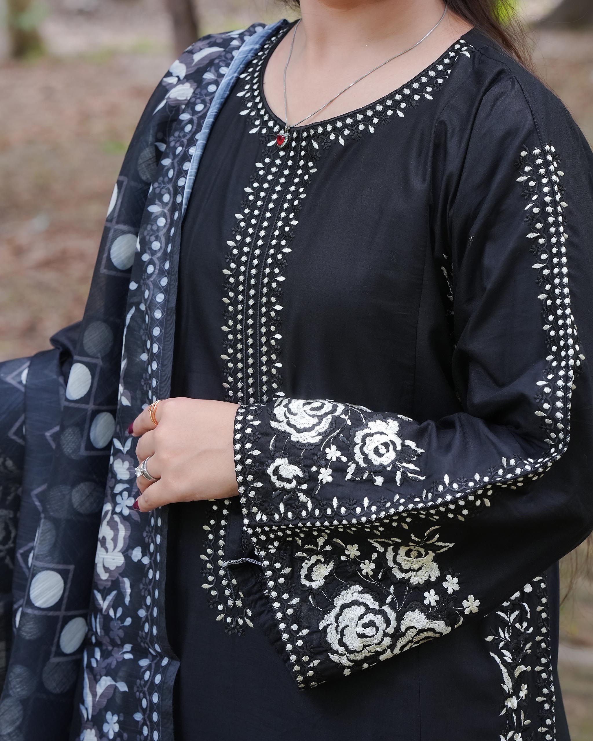 AttirePret Black 3-Piece Cotton Suit