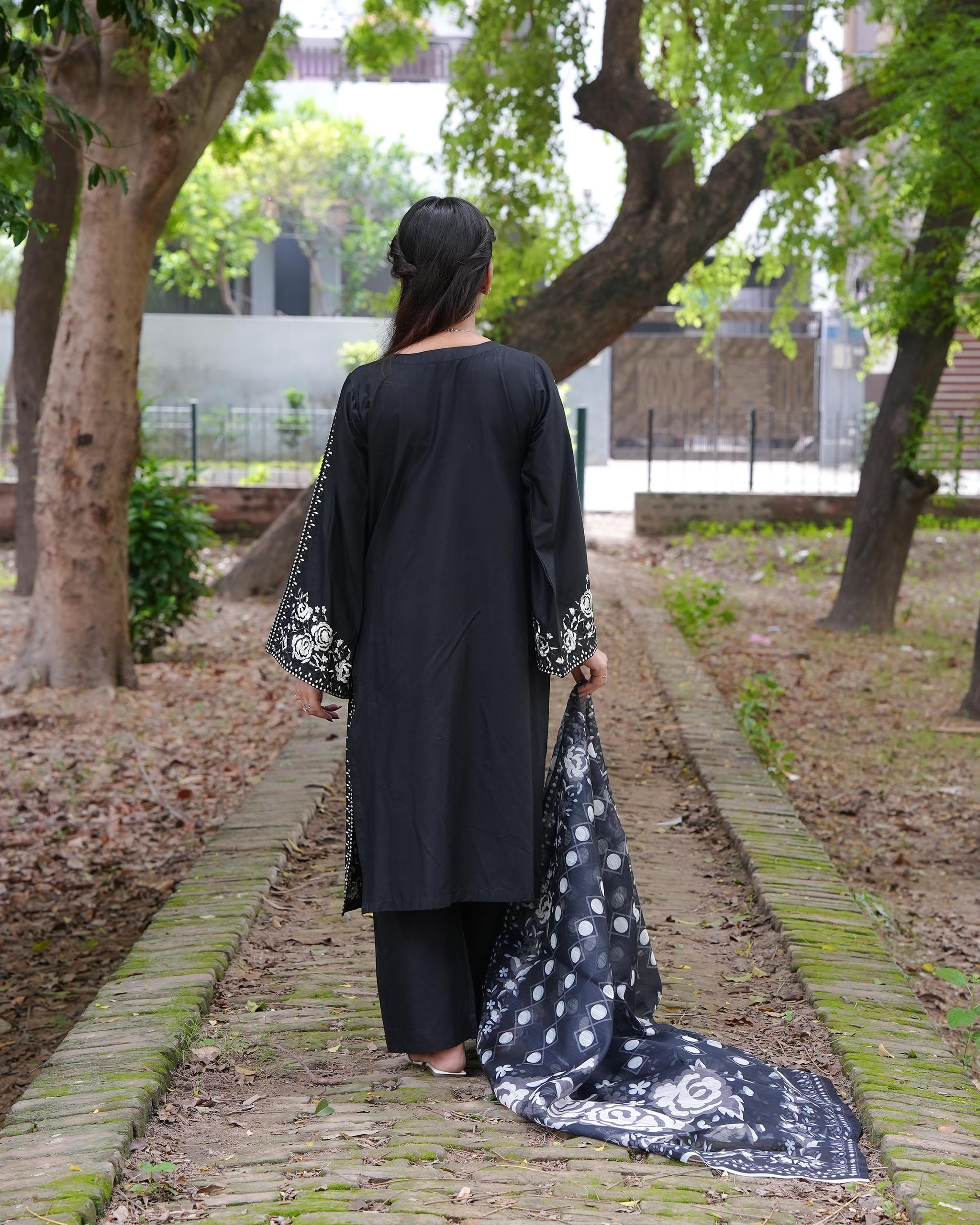 AttirePret Black 3-Piece Cotton Suit