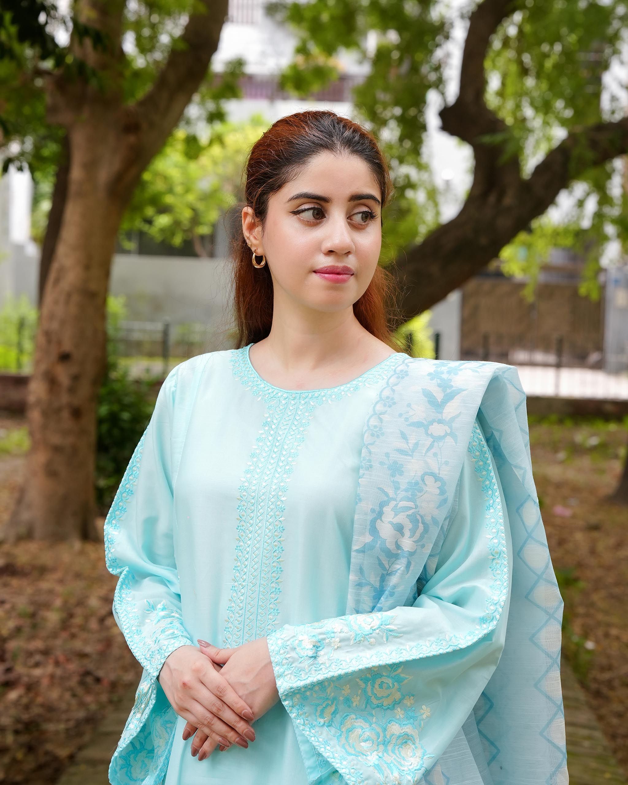 AttirePret Electric Blue 3-Piece Cotton Suit