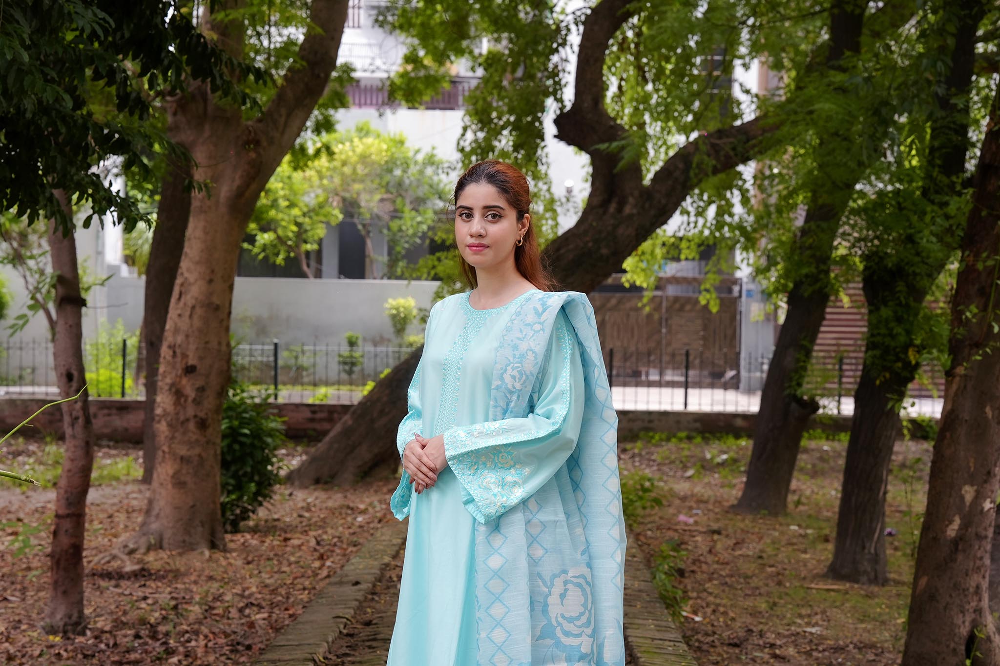 AttirePret Electric Blue 3-Piece Cotton Suit