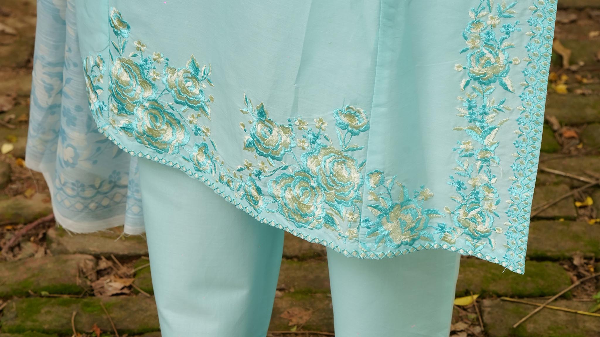 AttirePret Electric Blue 3-Piece Cotton Suit