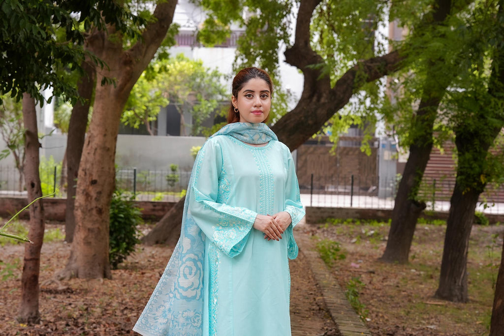 AttirePret Electric Blue 3-Piece Cotton Suit