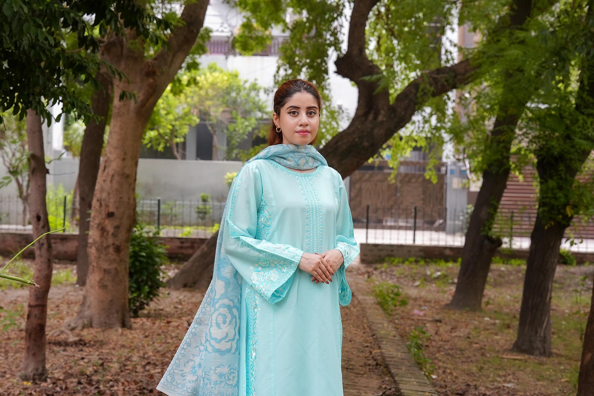 AttirePret Electric Blue 3-Piece Cotton Suit
