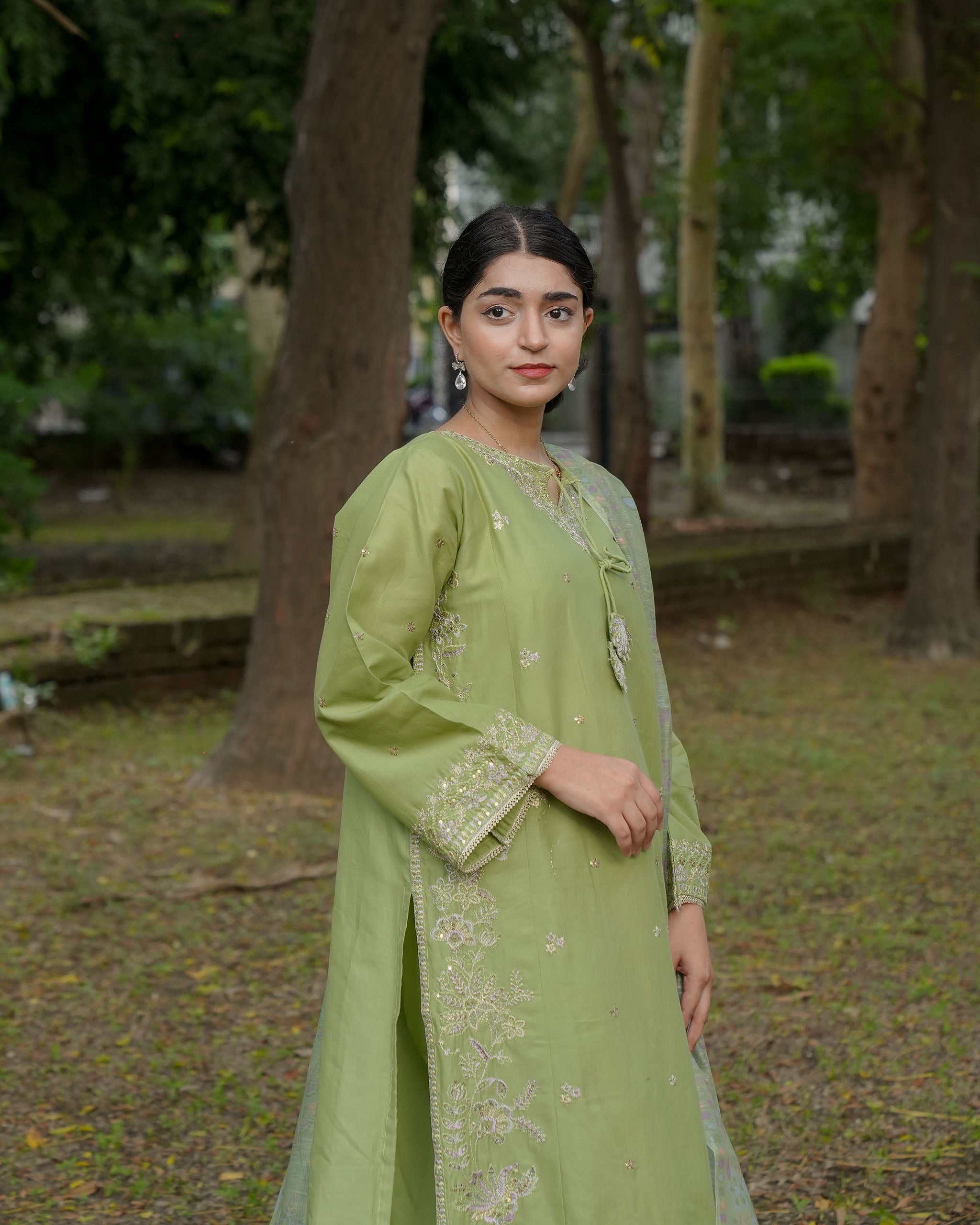 AttirePret Light Pistachio Green 3-Piece Cotton