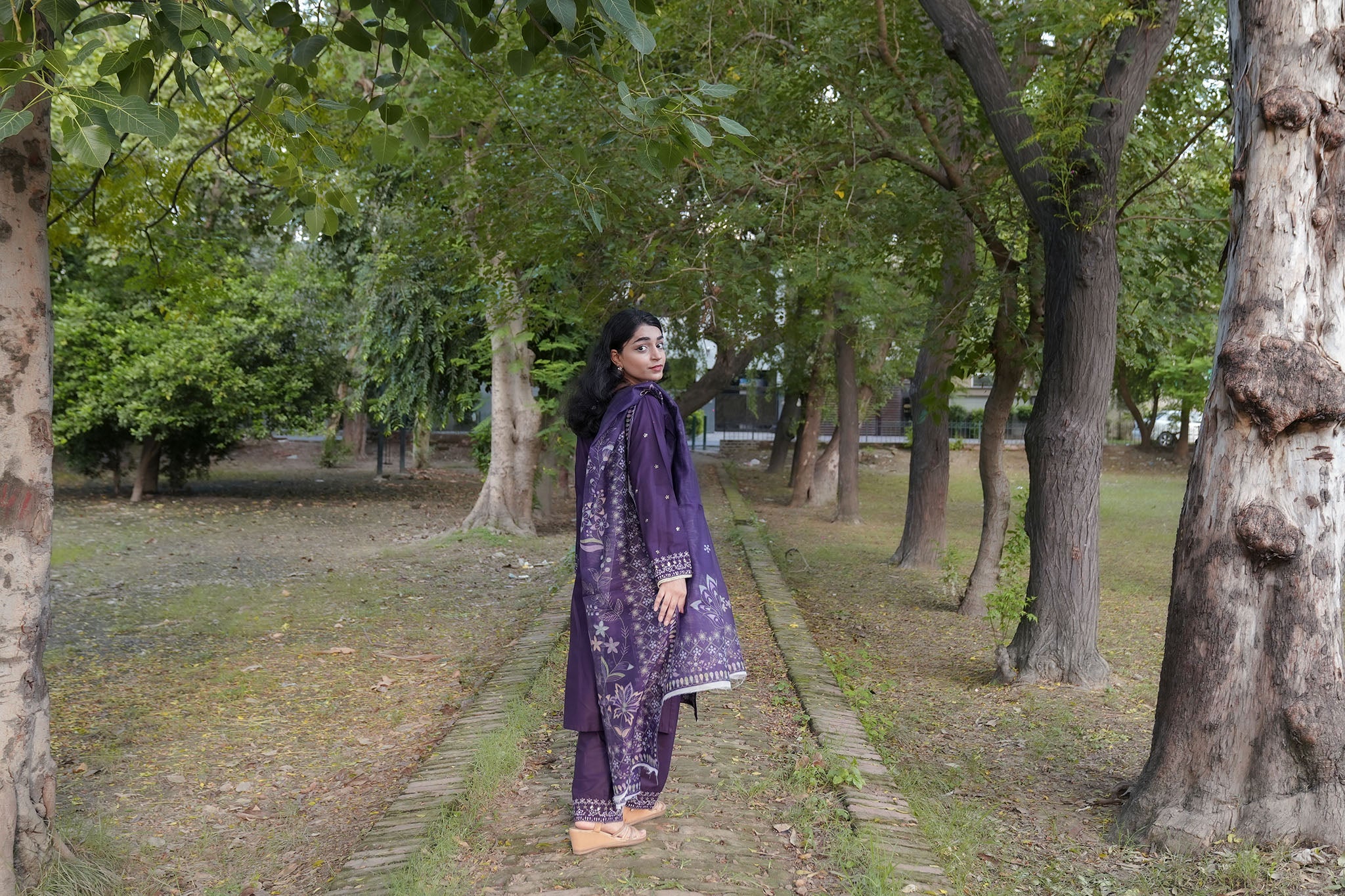 AttirePret Deep Plum 3-Piece Cotton Embroidered Suit
