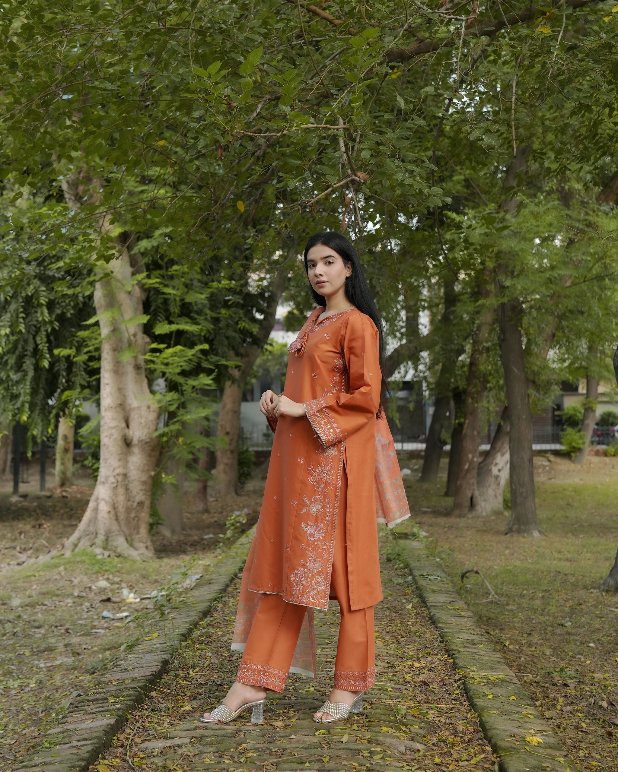 Attirepret – Elegant Rust Cotton 3-Piece Suit