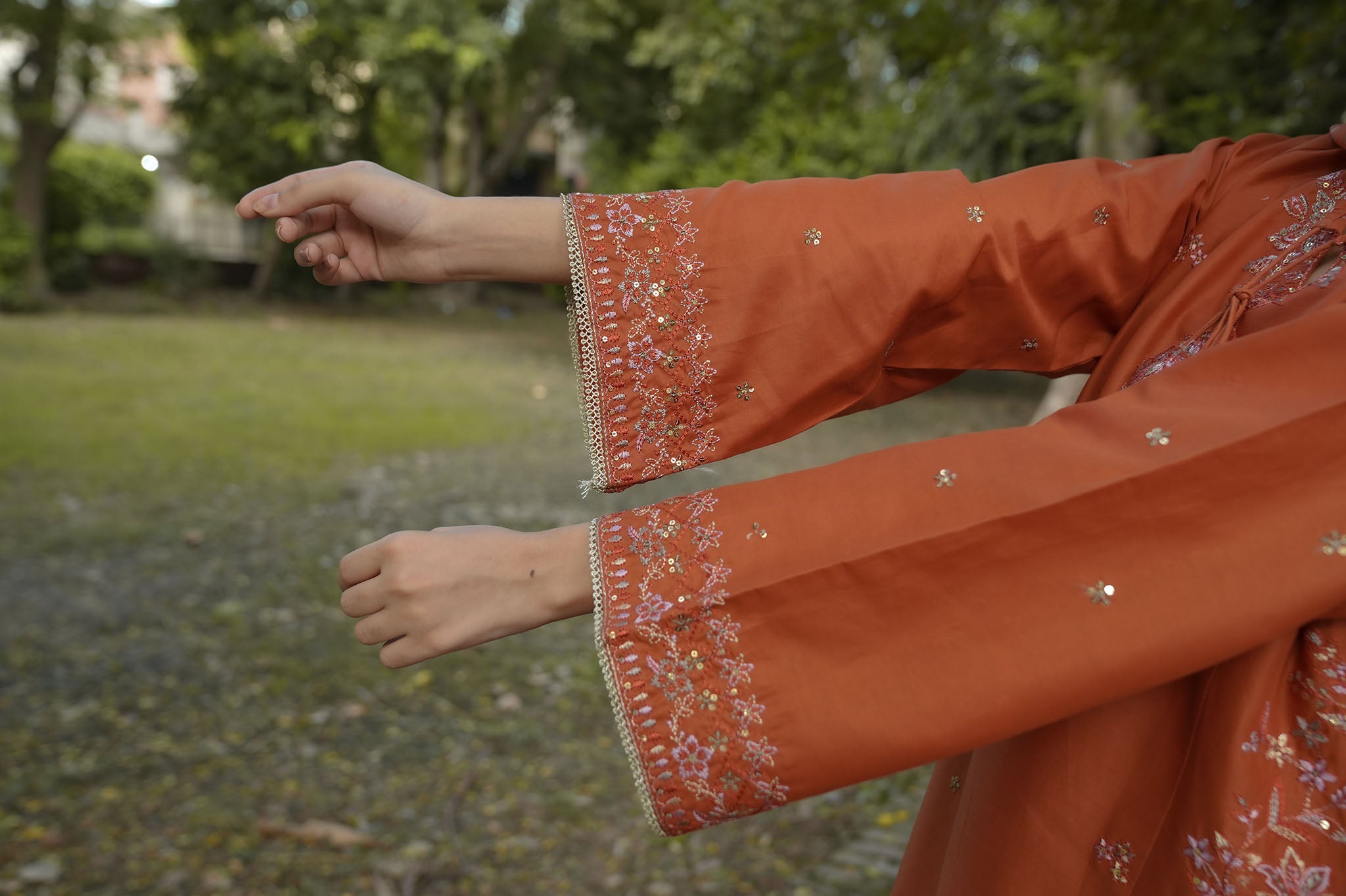Attirepret – Elegant Rust Cotton 3-Piece Suit