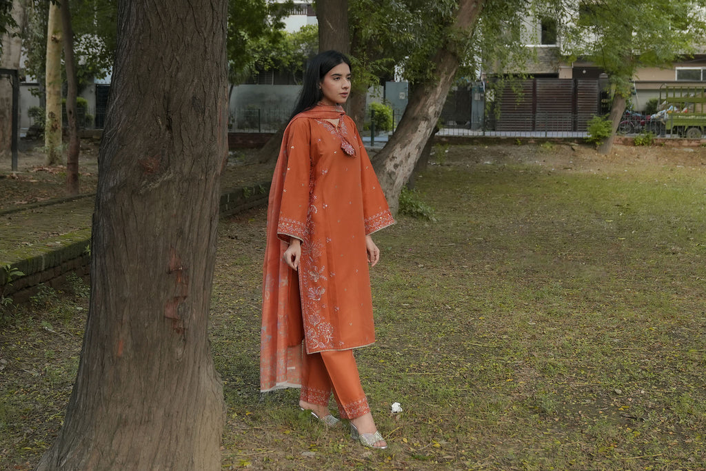 Attirepret – Elegant Rust Cotton 3-Piece Suit