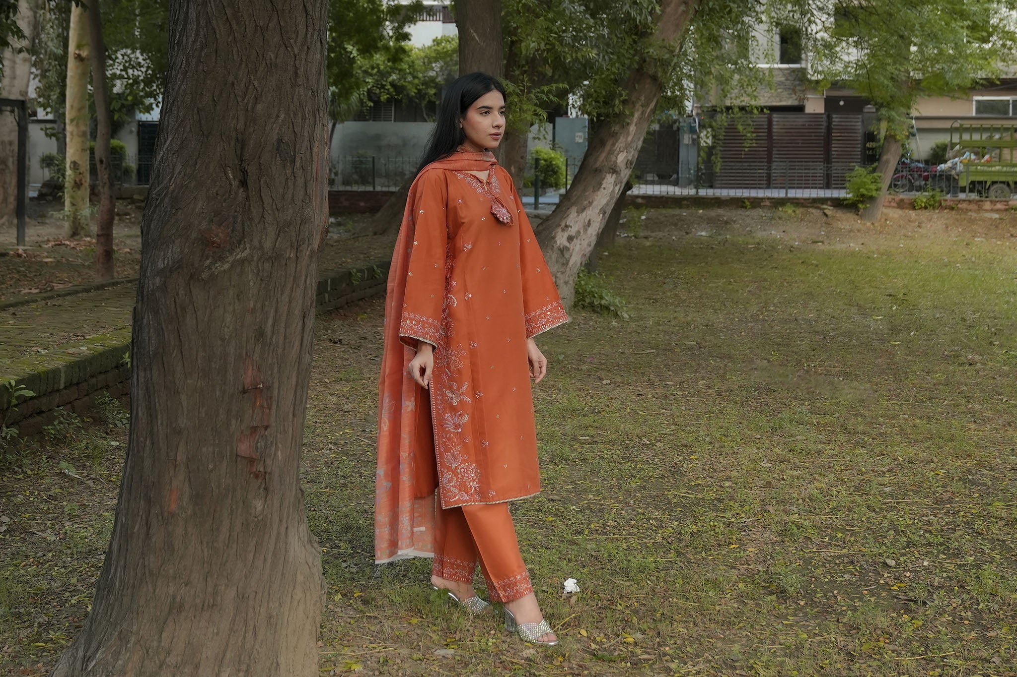 Attirepret – Elegant Rust Cotton 3-Piece Suit