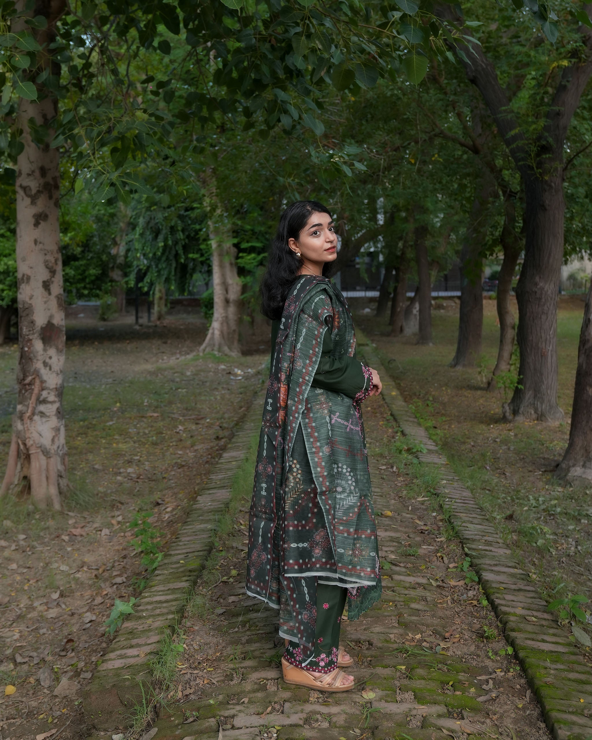 Emerald Green Floral Embroidered 3-Piece Suit by AttirePret