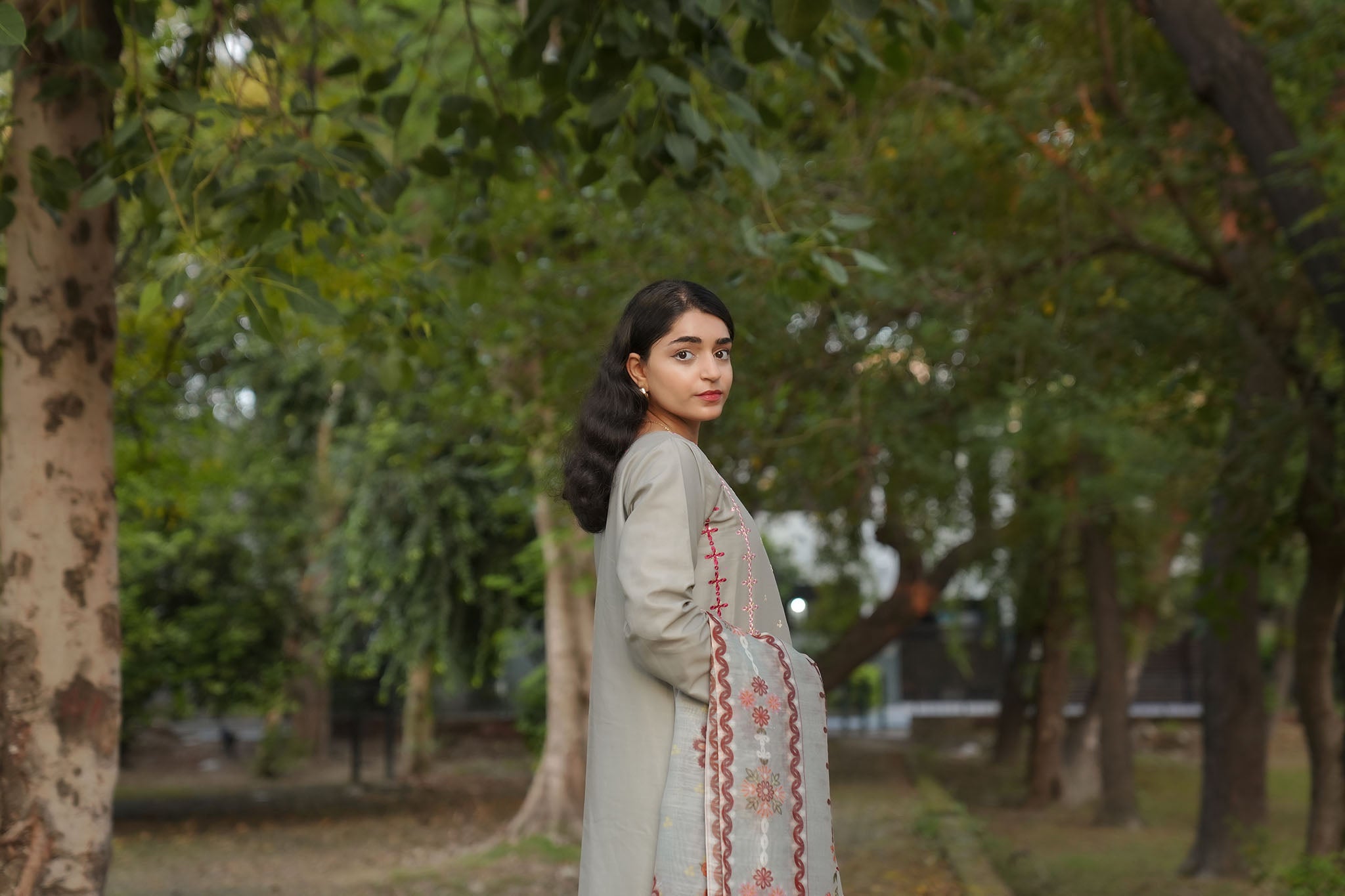 Pastel Grey Elegance – 3 Piece Cotton Suit