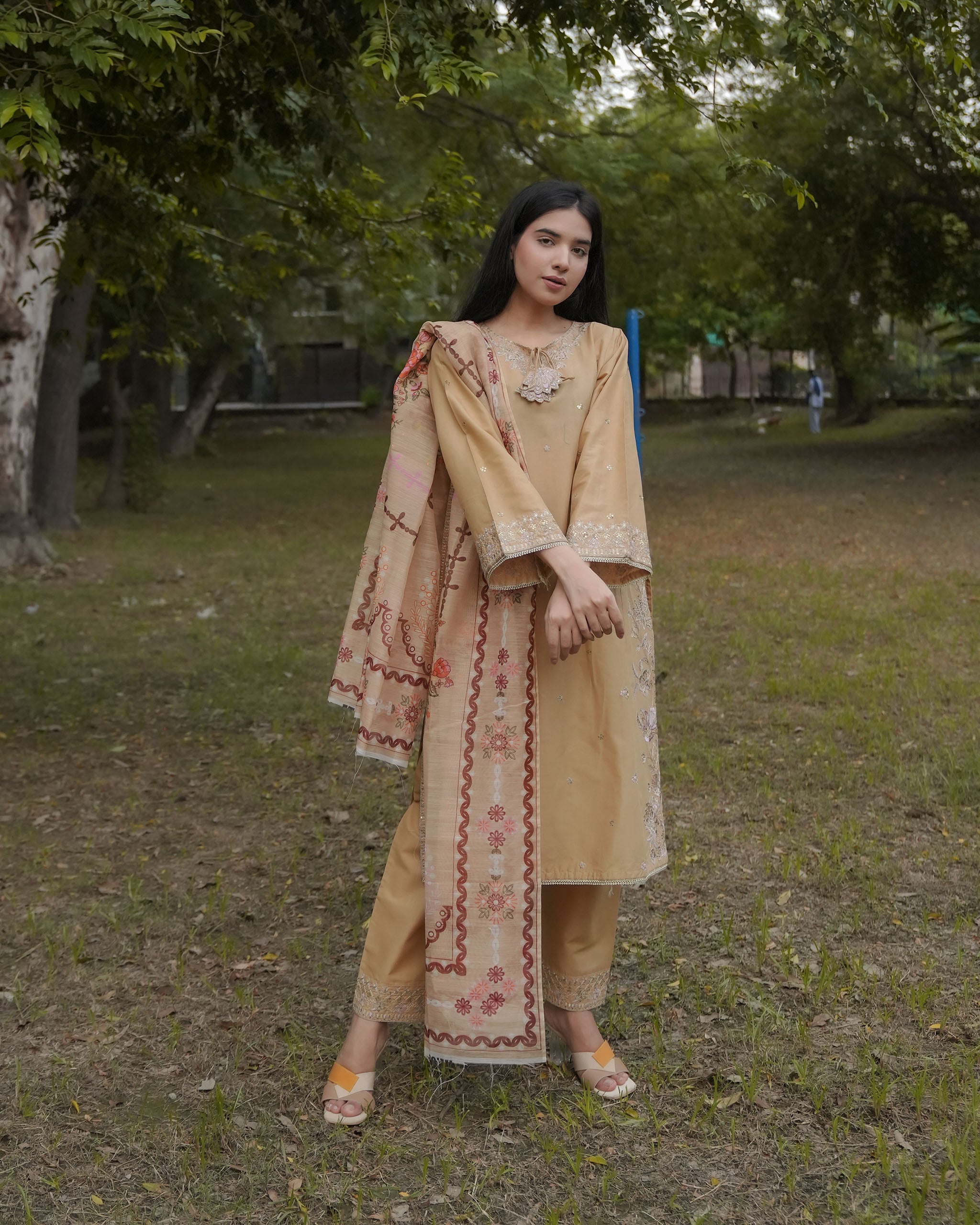 Attirepret – Beige Cotton 3-Piece Suit