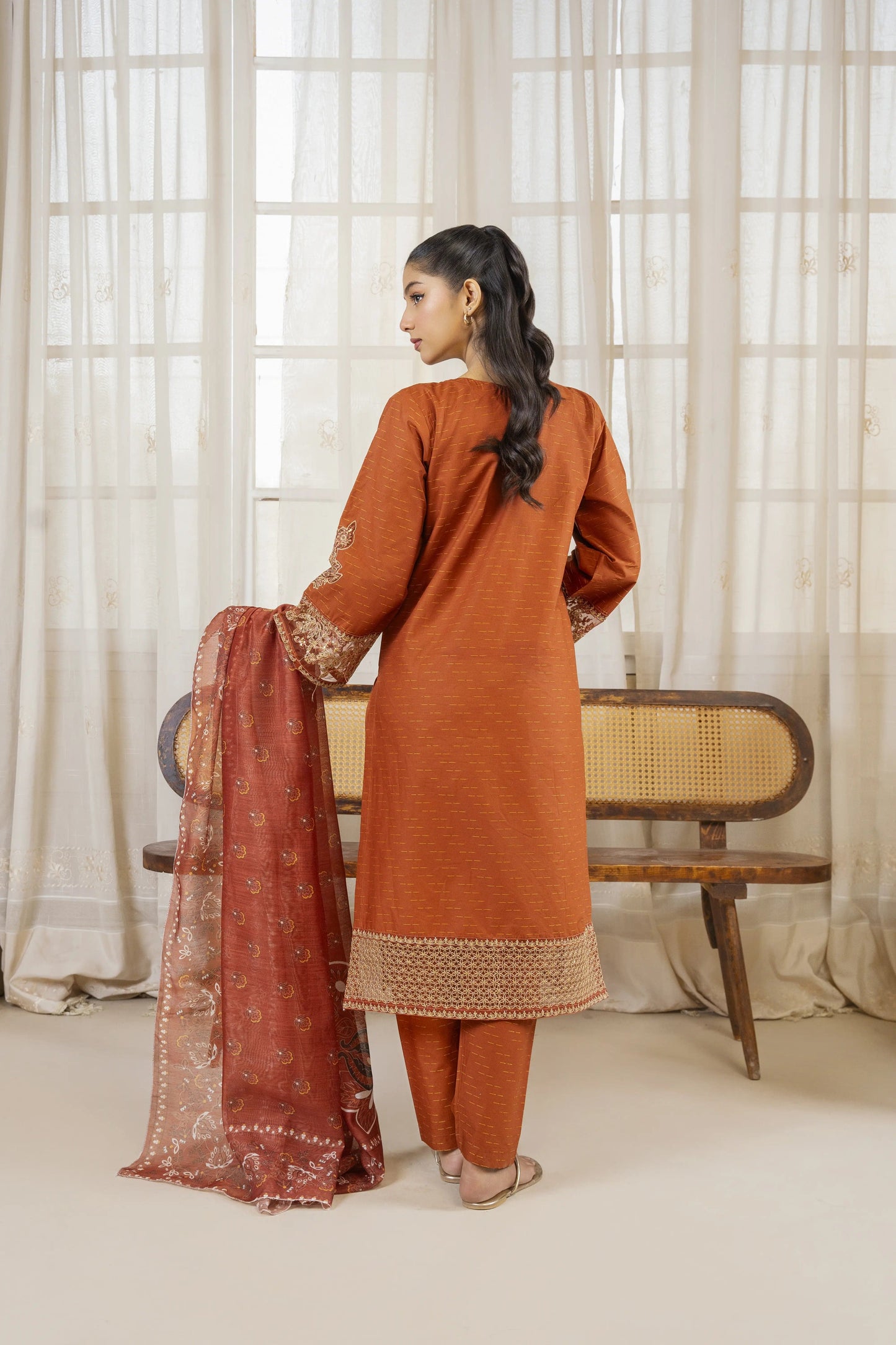 Attirepret Elegant Brown 3-Piece Winter – Premium Festive Wear