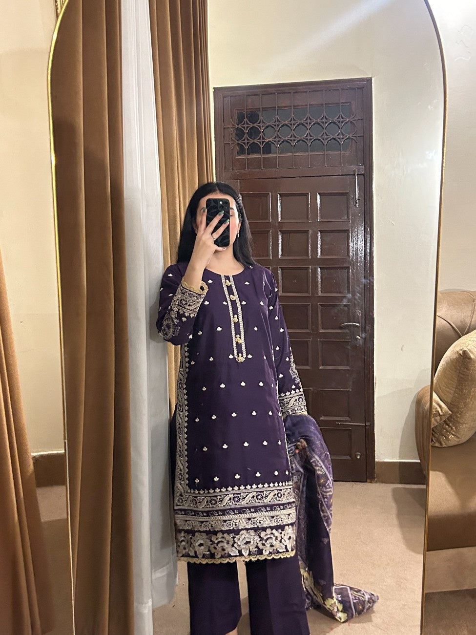 Ready-to-Wear 3-Piece Cotton Suit – Plum Purple