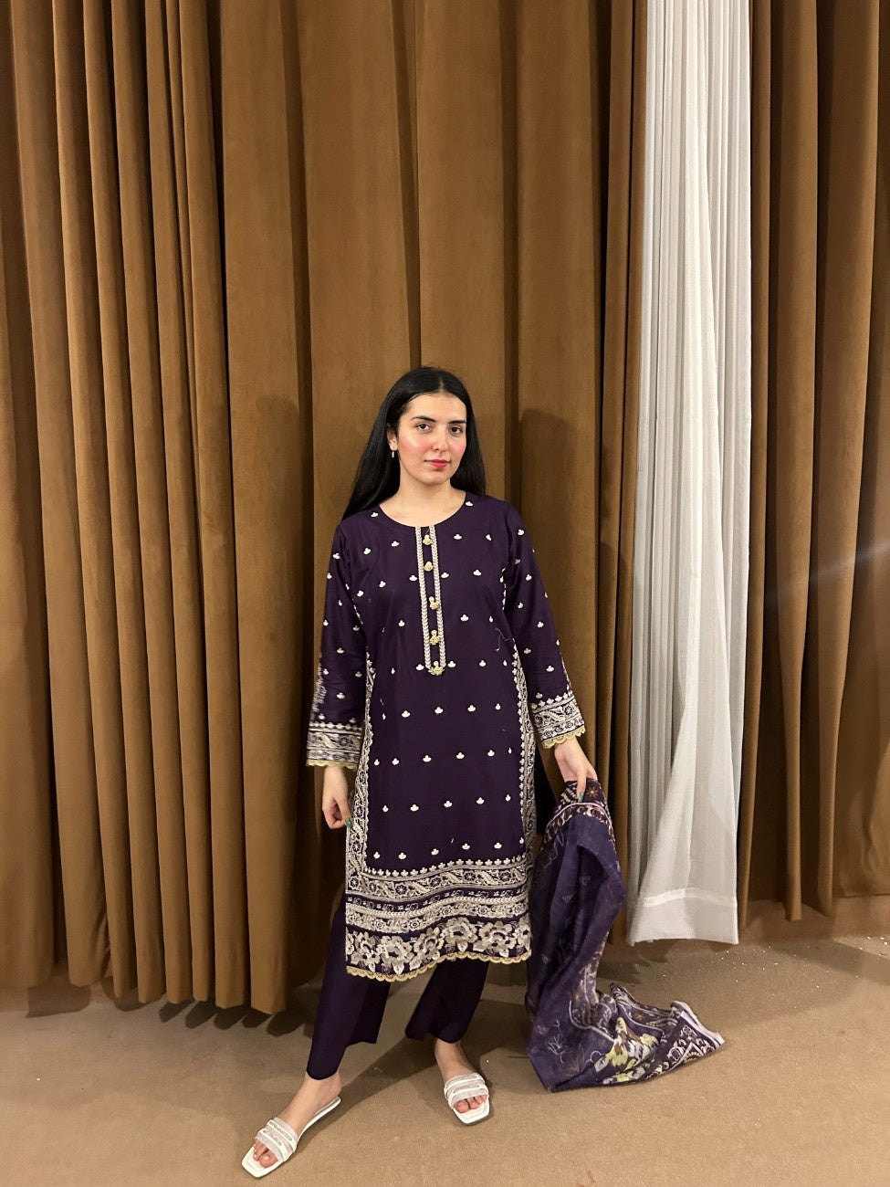 Ready-to-Wear 3-Piece Cotton Suit – Plum Purple