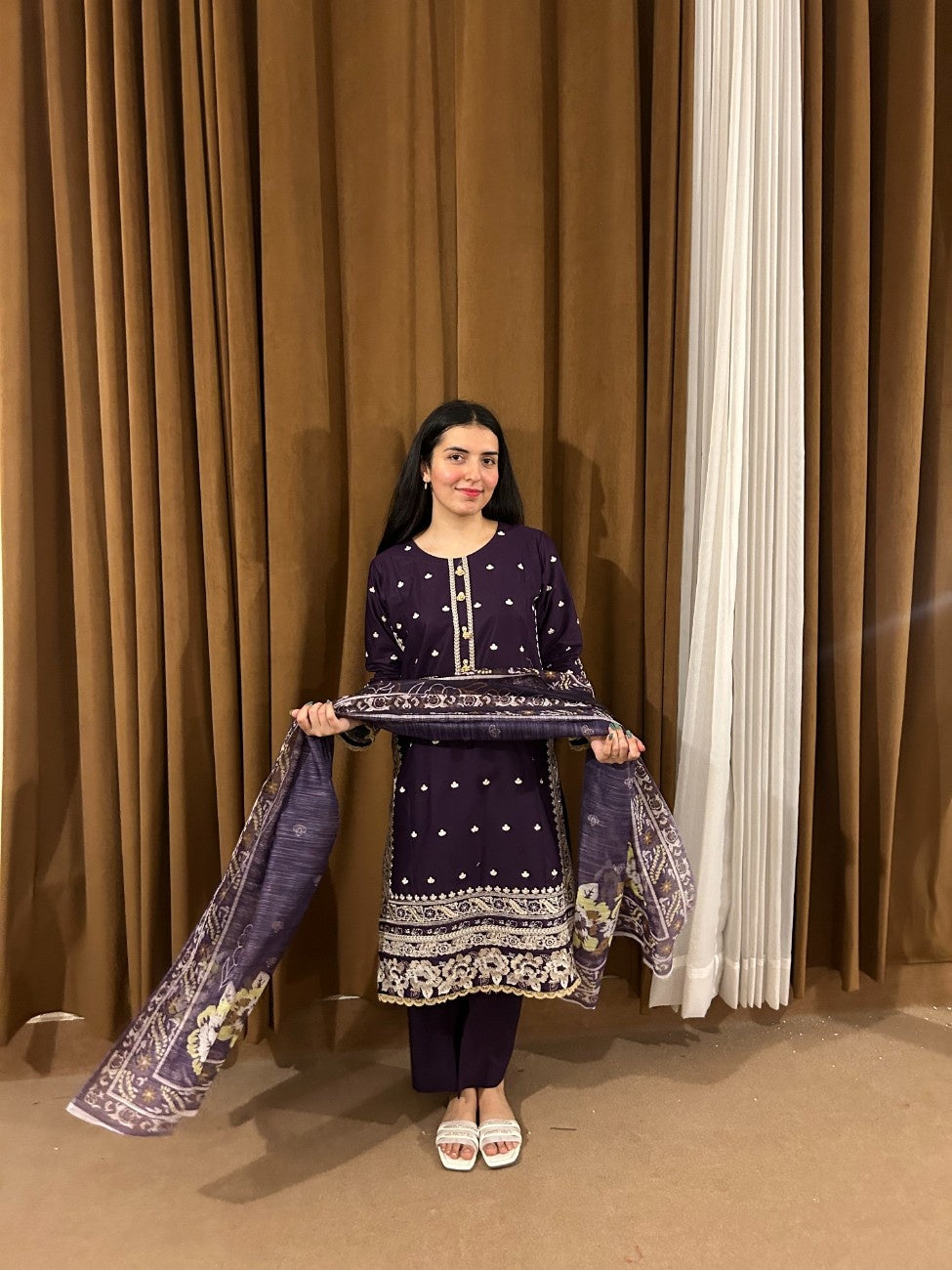Ready-to-Wear 3-Piece Cotton Suit – Plum Purple