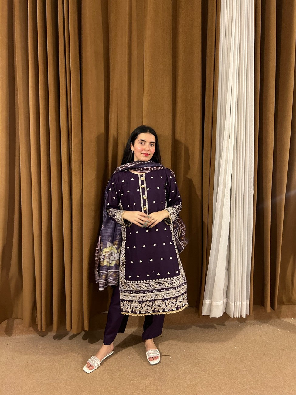 Ready-to-Wear 3-Piece Cotton Suit – Plum Purple