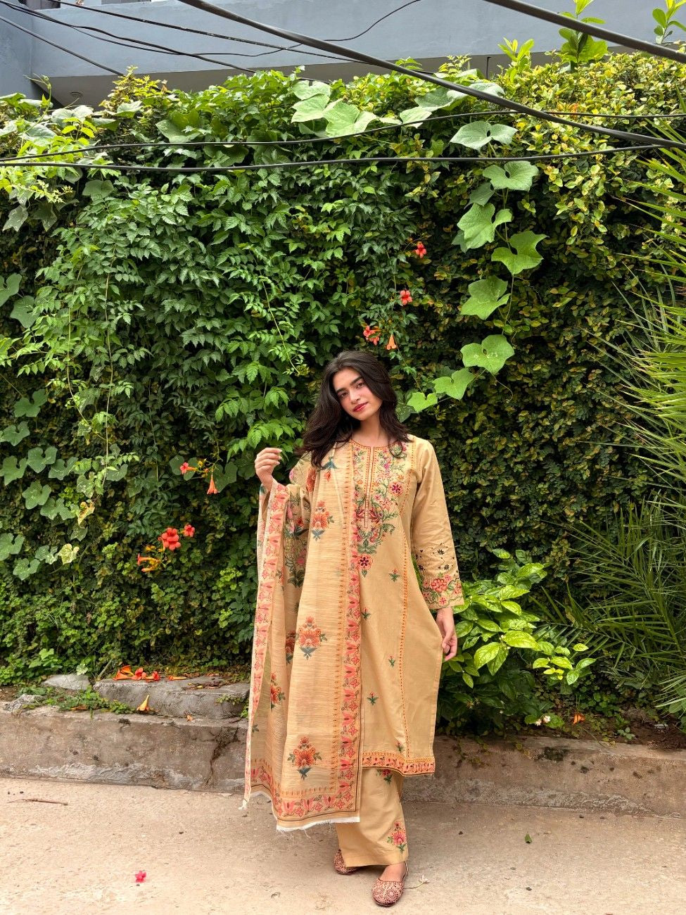 AttirePret Exquisite Tan Cotton 3-Piece Suit