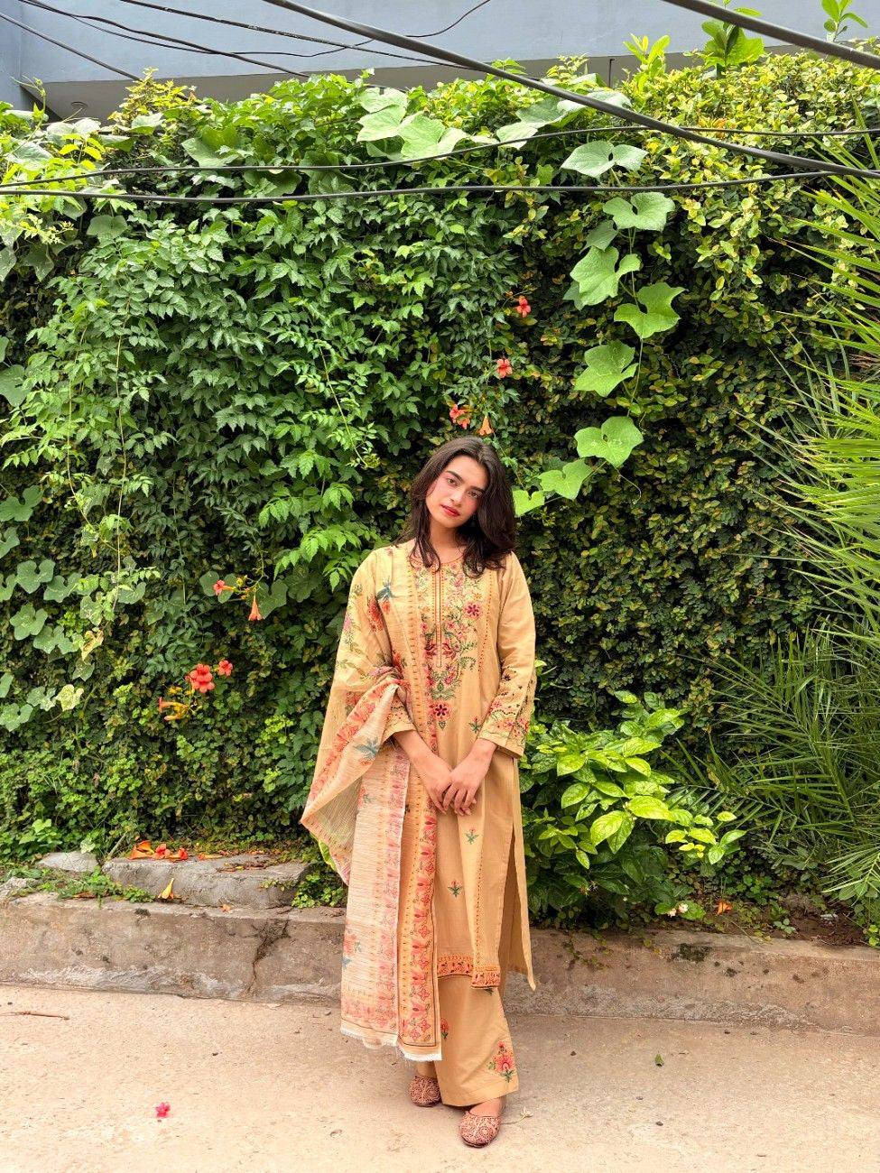 AttirePret Exquisite Tan Cotton 3-Piece Suit